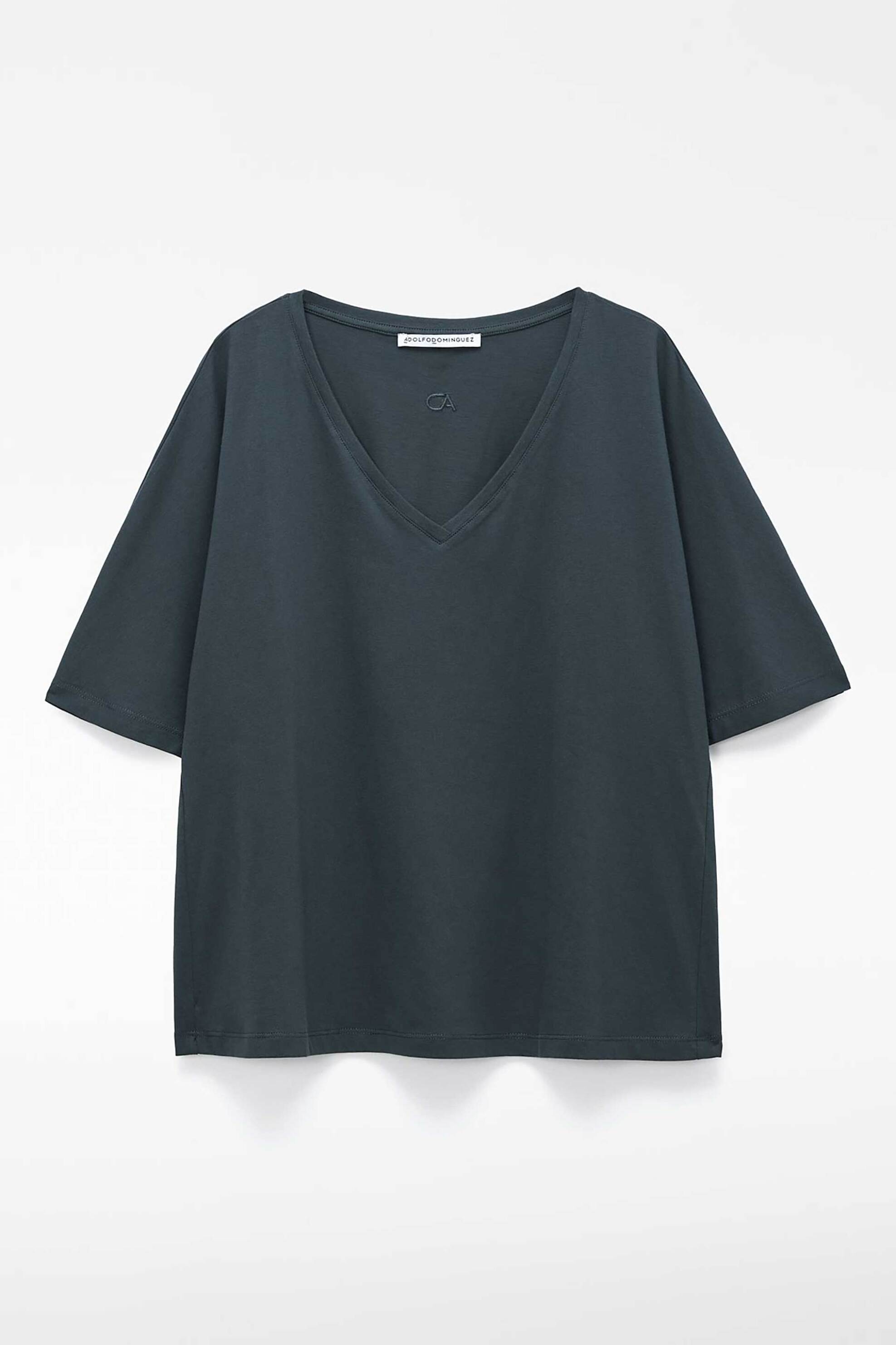 Adolfo Domínguez Γυναικείο Τ-Shirt με V Λαιμόκοψη - 272031782 Πετρόλ