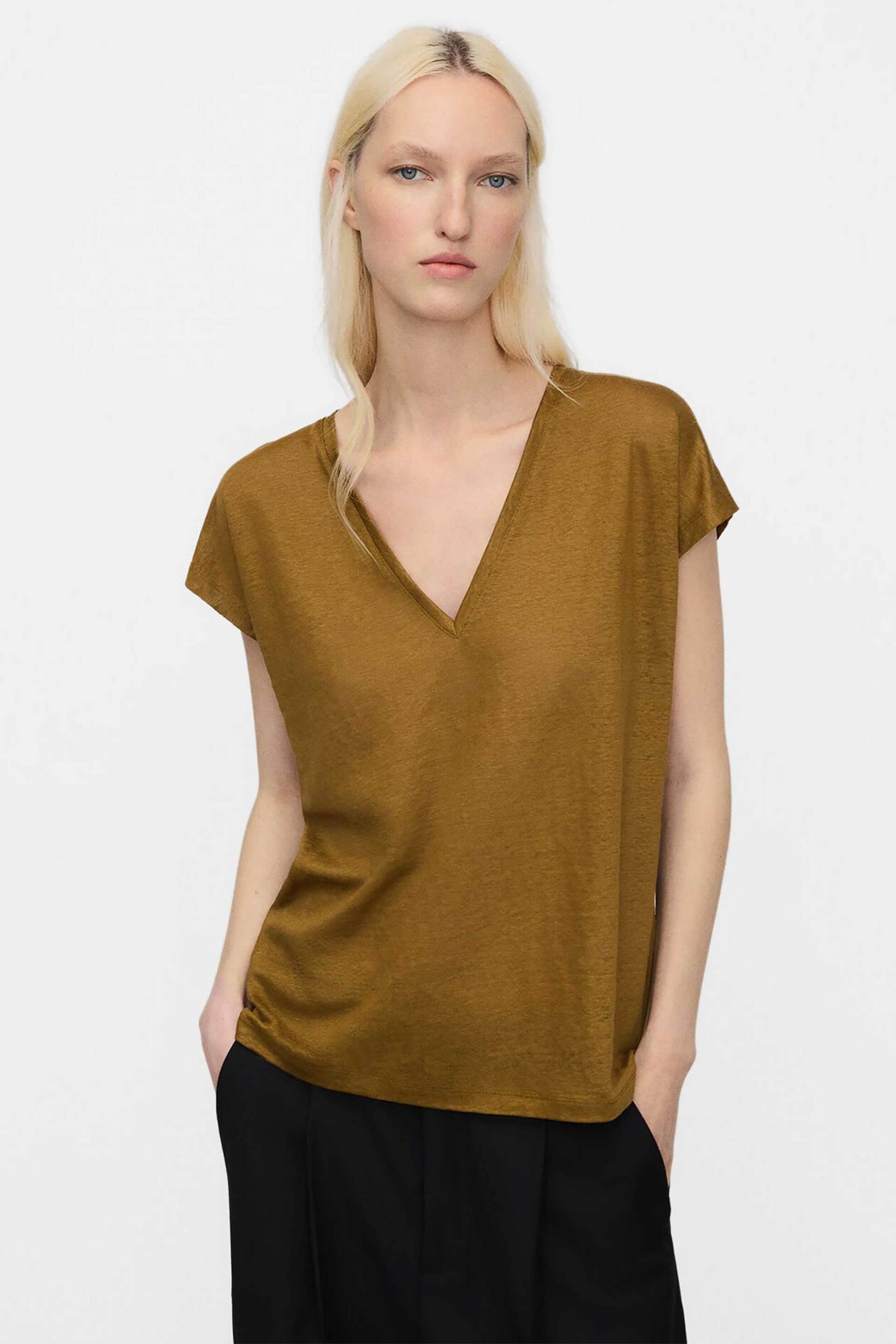 Adolfo Domínguez γυναικείο Τ-Shirt λινό - 272041783 Χακί