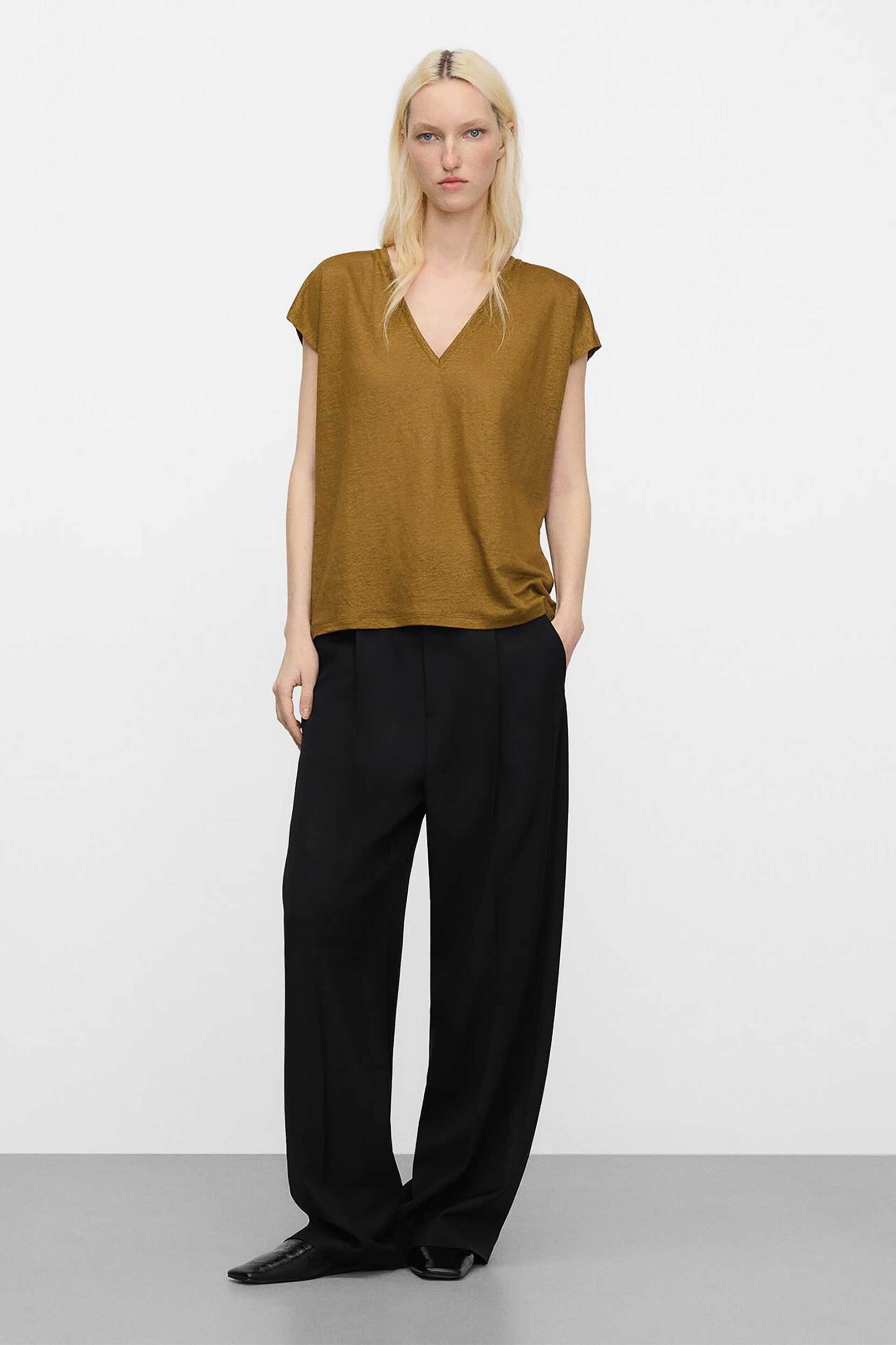 Adolfo Domínguez γυναικείο Τ-Shirt λινό - 272041783 Χακί
