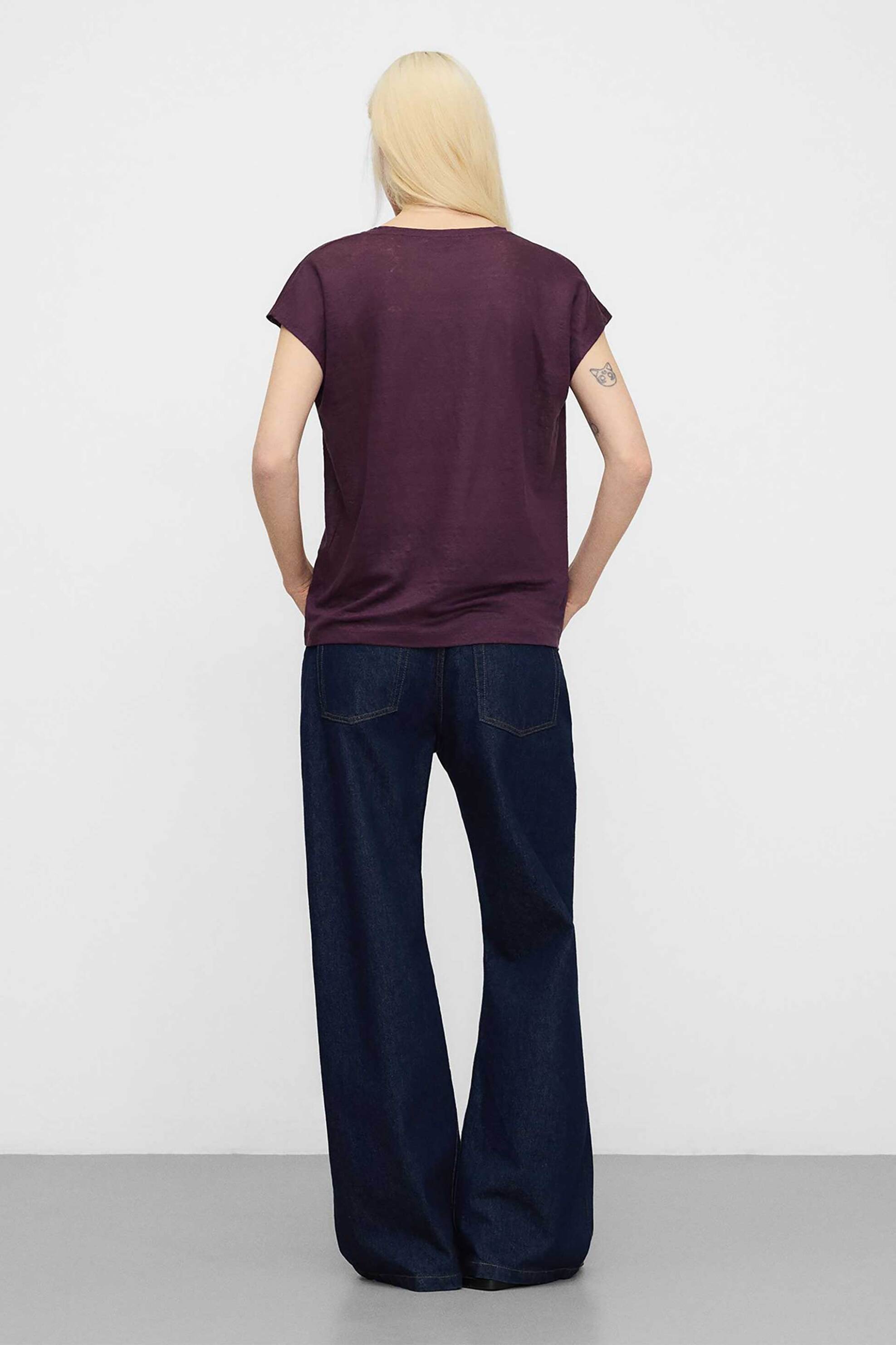 ADOLFO DOMINGUEZ Adolfo Domínguez γυναικείο Τ-Shirt λινό - 272041783 Μοβ Σκούρο - 3