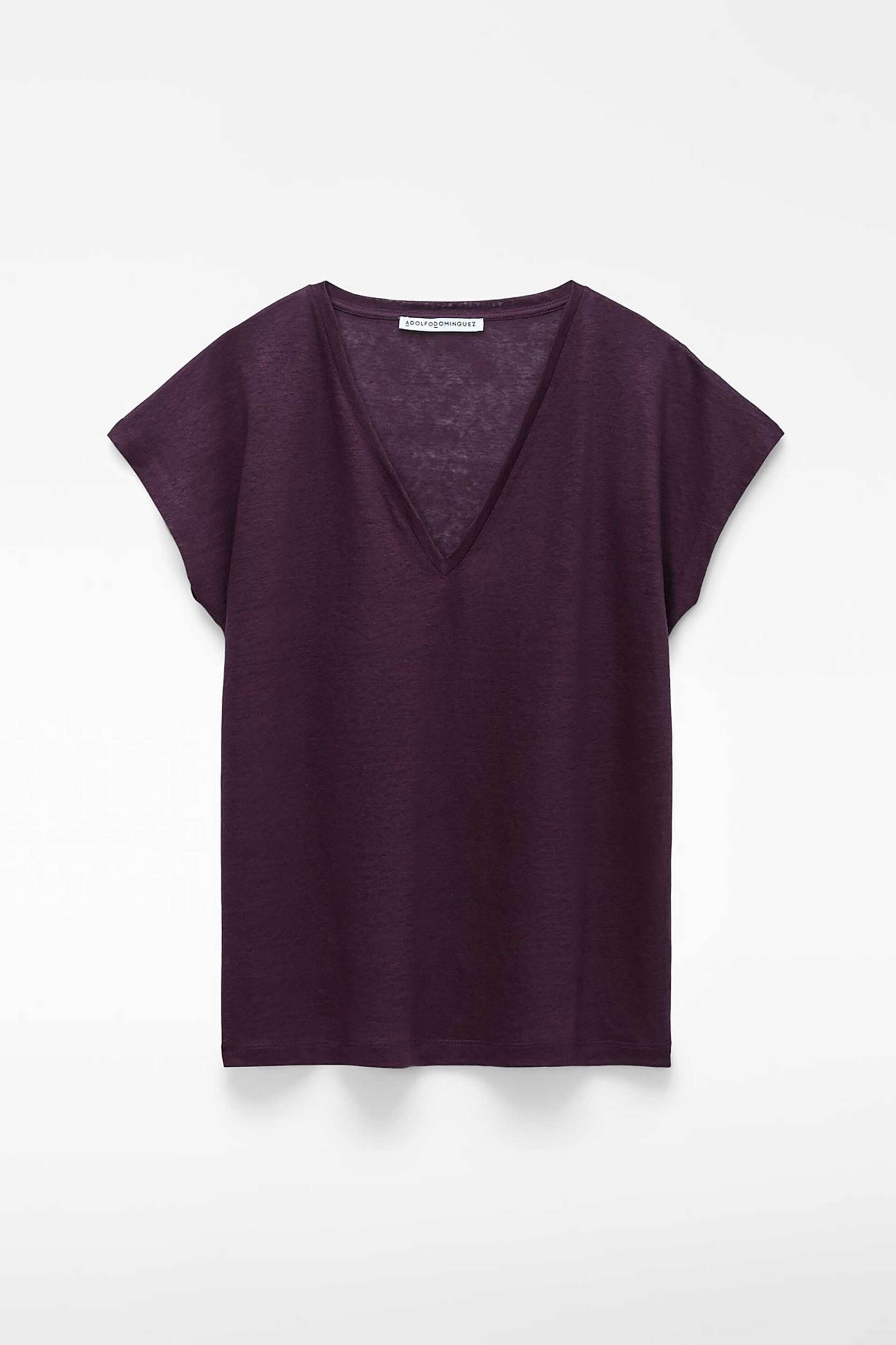 Adolfo Domínguez Γυναικείο Τ-Shirt Λινό - 272041783 Μοβ Σκούρο