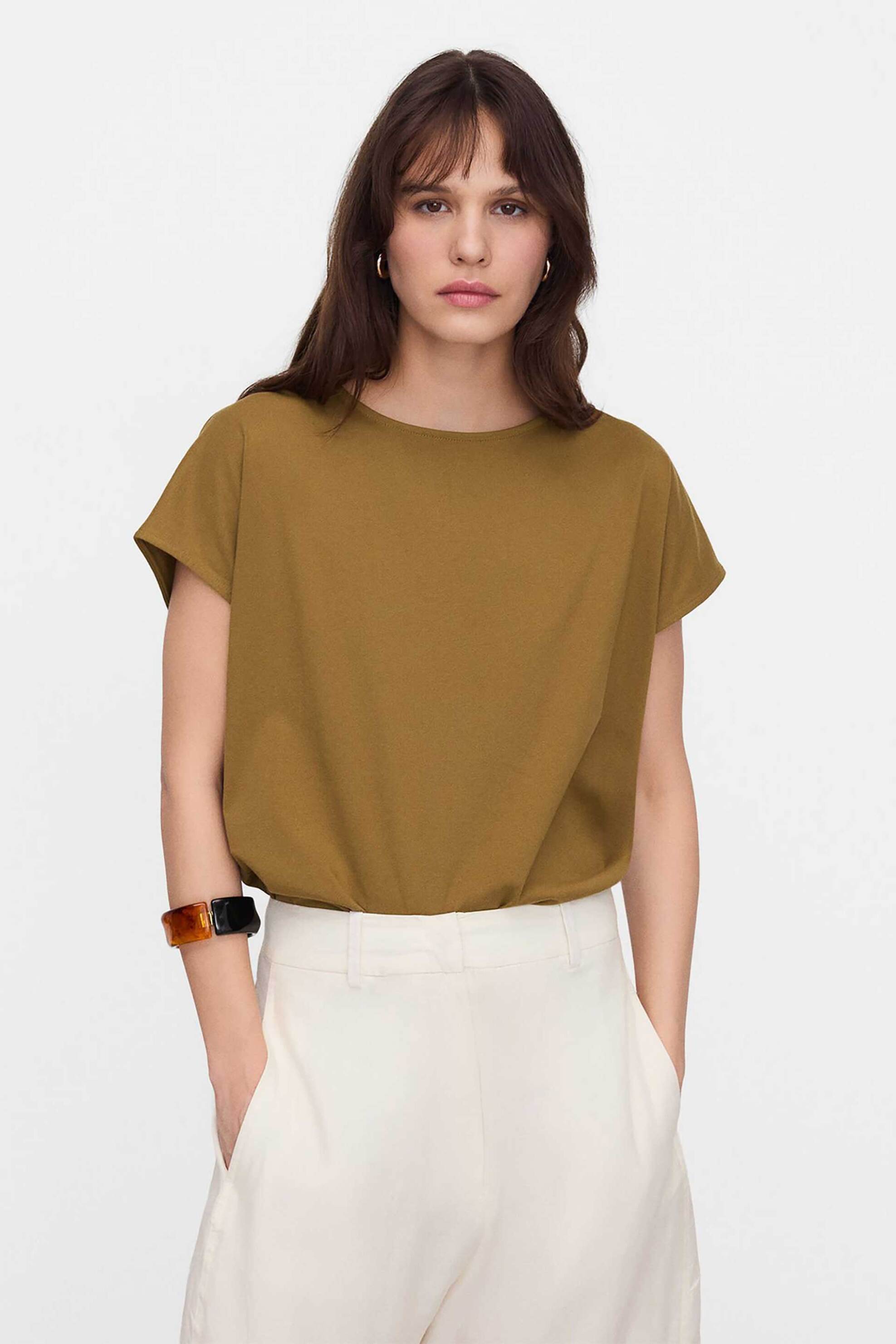 Adolfo Domínguez γυναικείο Τ-Shirt με boat λαιμόκοψη - 272072488 Χακί