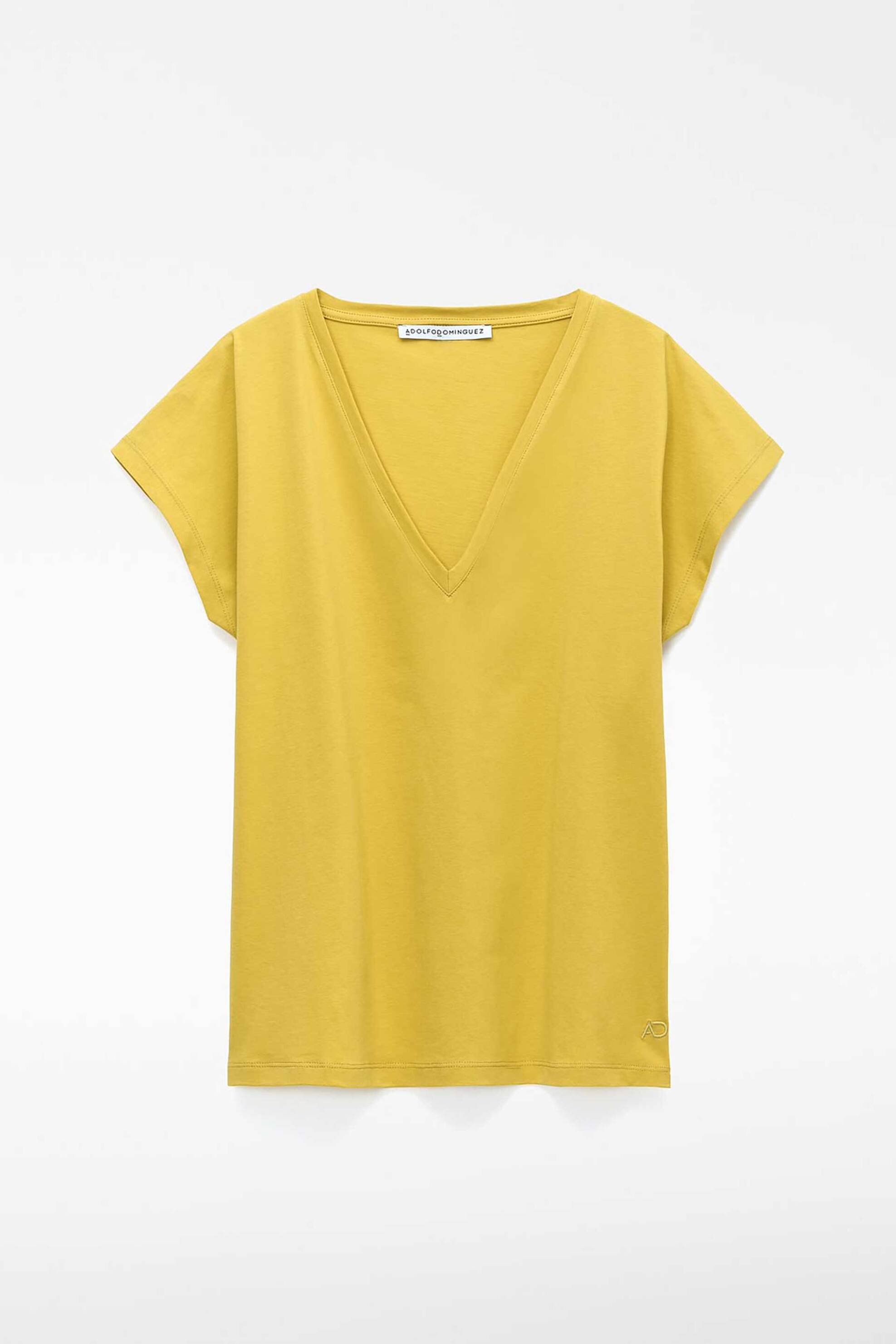 Adolfo Domínguez Γυναικείο Τ-Shirt με V Λαιμόκοψη - 272092507 Κίτρινο Pastel