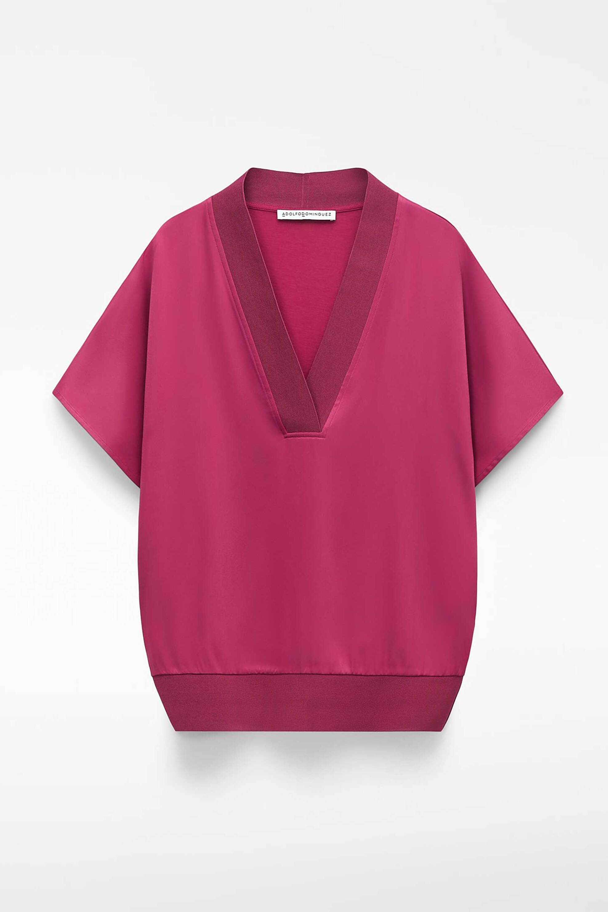 Adolfo Domínguez Γυναικείο Τ-Shirt Σατέν V Λαιμόκοψη - 272102514 Κεραμιδί