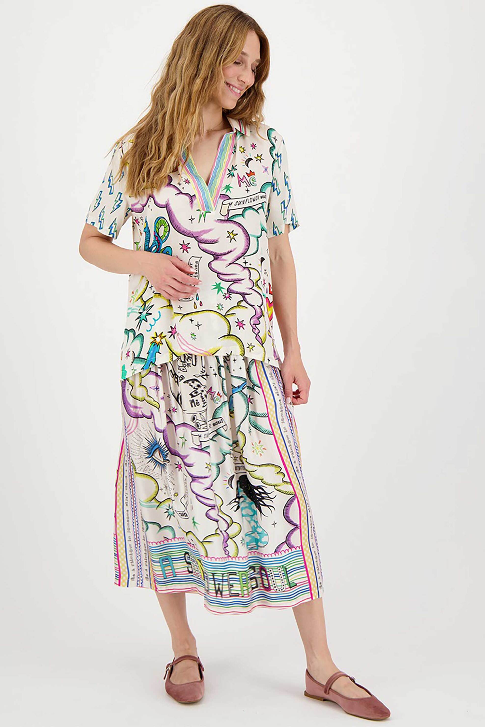 ME369 ME369 γυναικεία μπλούζα πόλο με all-over print "Korin Enlightenment" - 31422/SS25 Πολύχρωμο