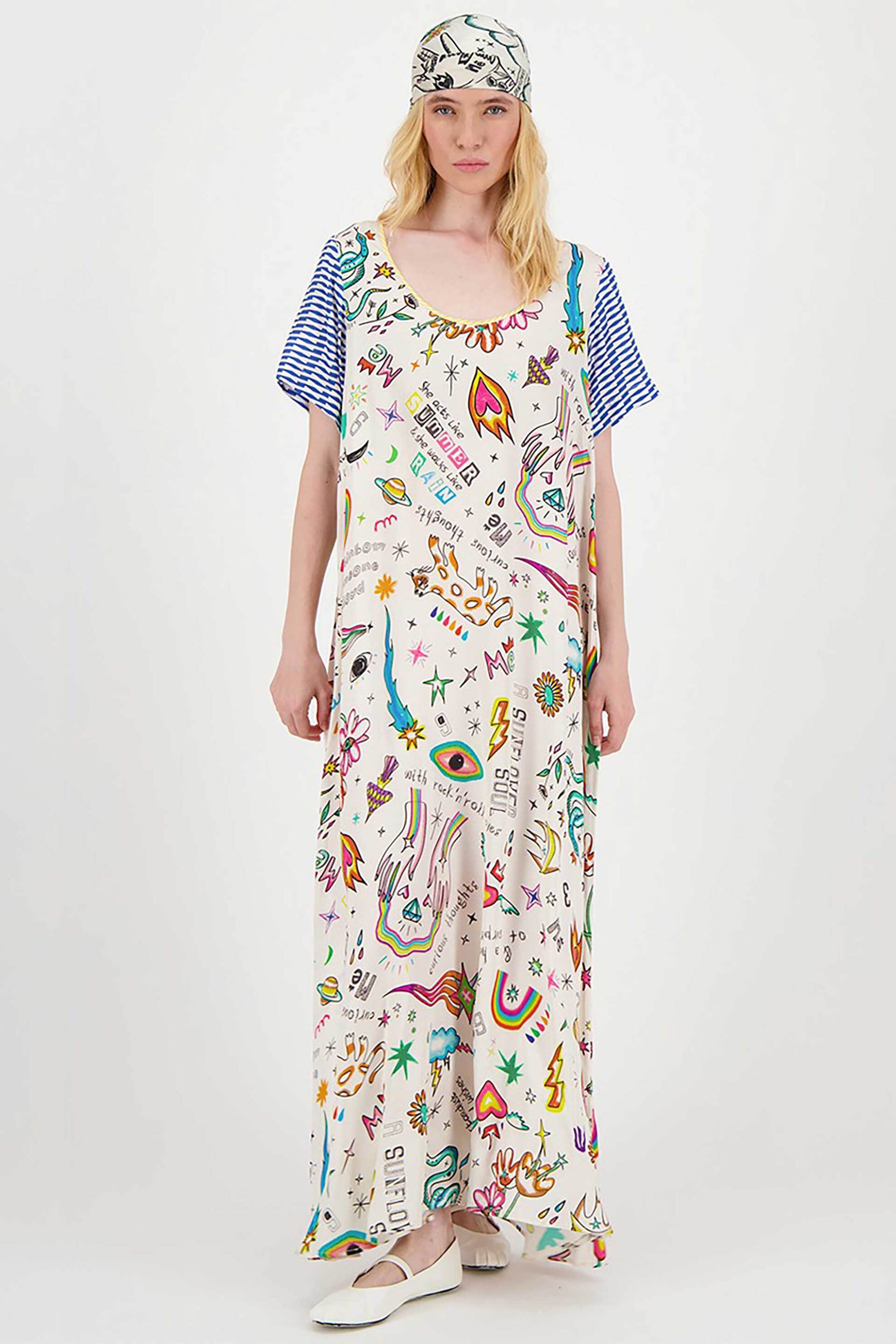 ME369 ME369 γυναικείο maxi φόρεμα με all-over print "Vera Maxi Enlightenment" - 70822/SS25 Πολύχρωμο