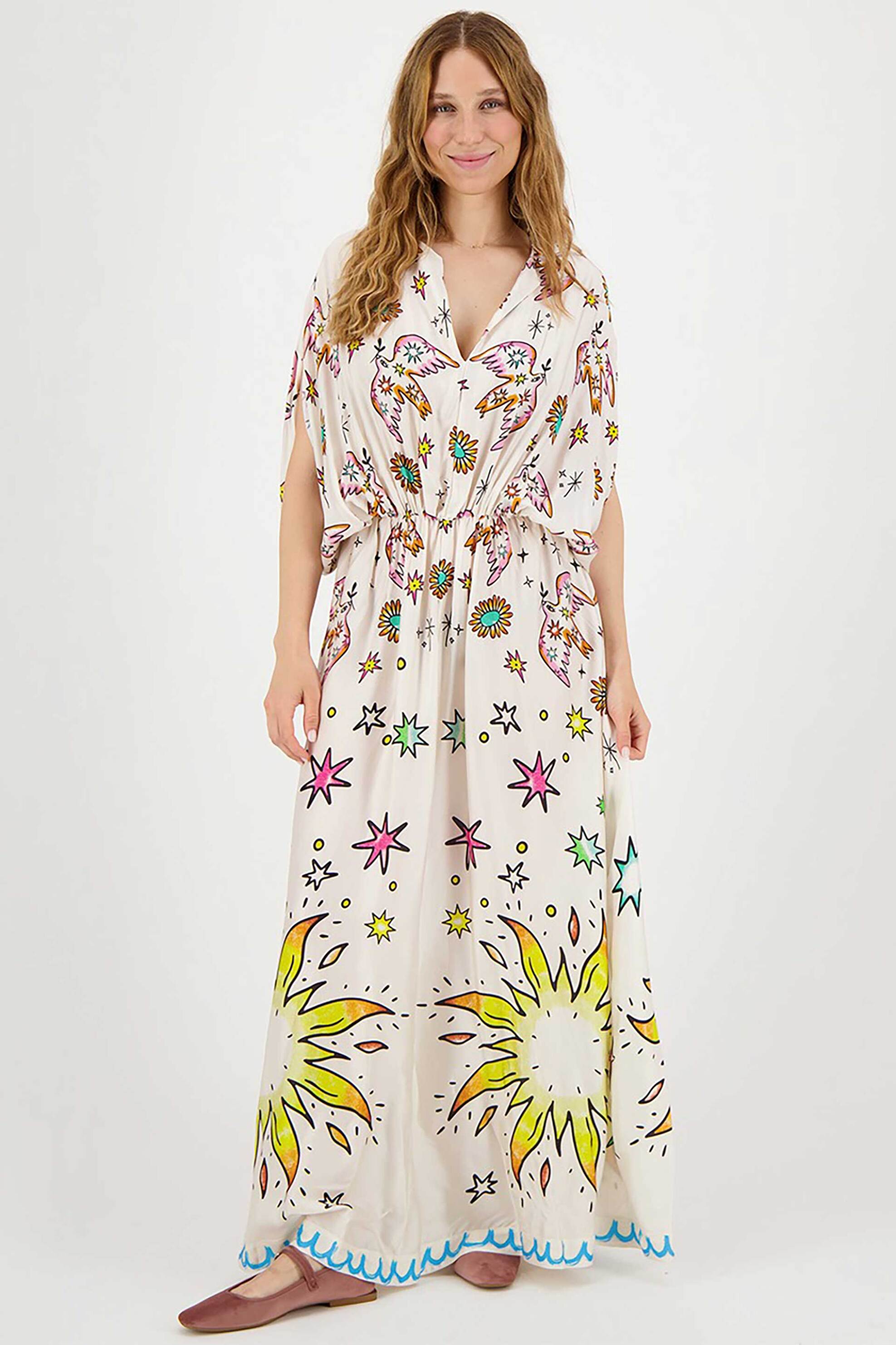 ME369 ME369 γυναικείο καφτάνι με all-over print "Bailey Enlightenment" - 70841/SS25 Πολύχρωμο
