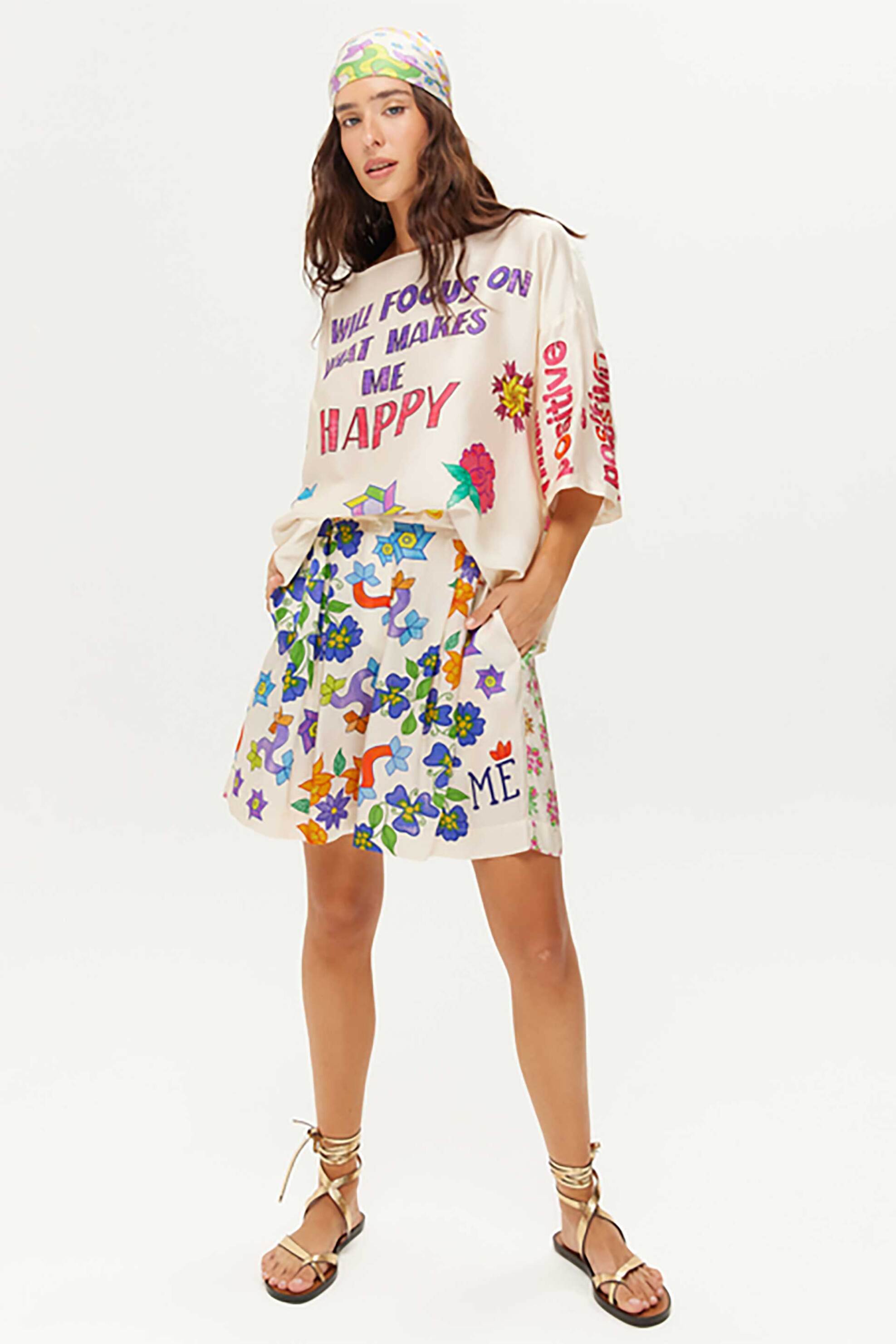 ME369 ME369 γυναικείο σορτς "Dina Plated" - 15007/SS26 Πολύχρωμο