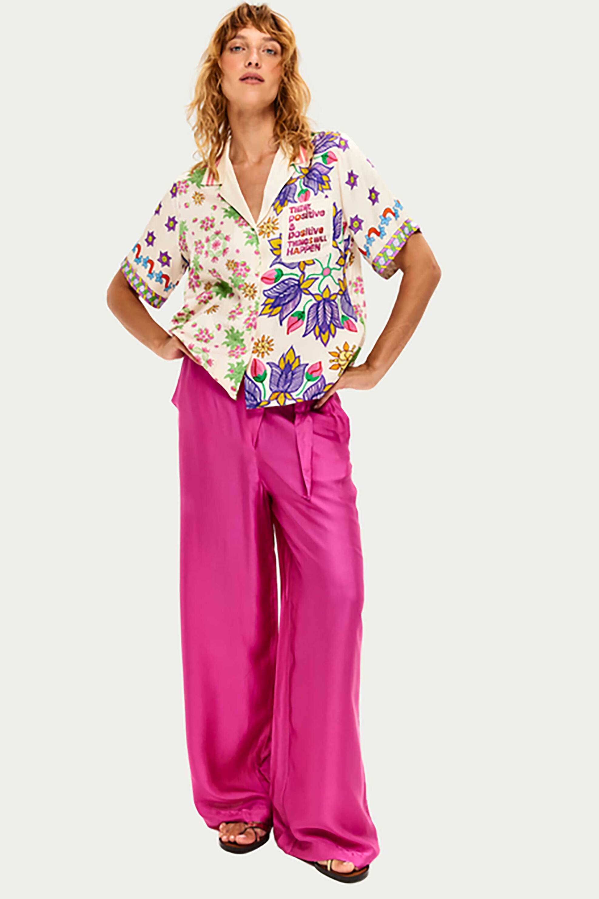 ME369 ME369 γυναικείο πουκάμισο με κοντό μανίκι "Aya Knit Markers" - 31462/SS26 Πολύχρωμο