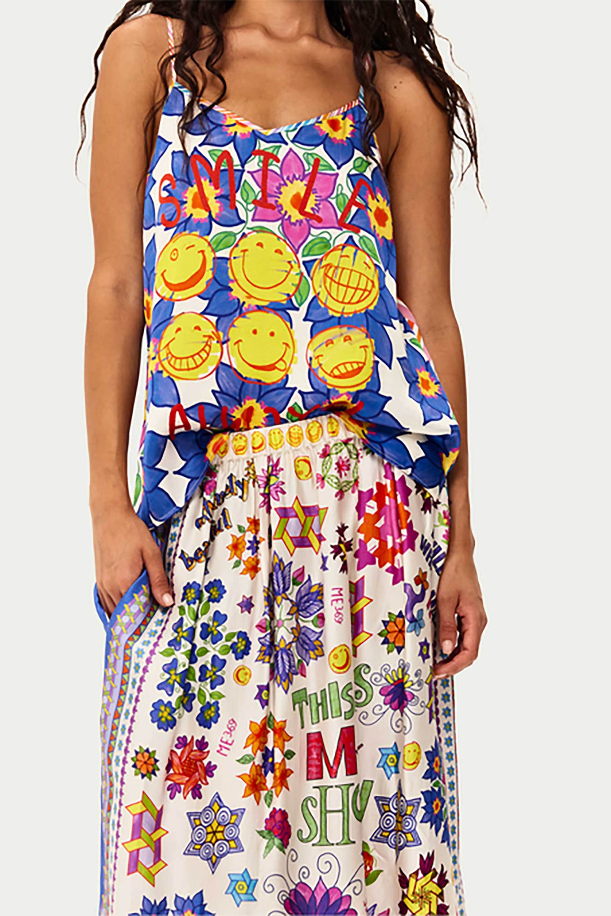 ME369 γυναικείο τοπ με εμπριμέ print "Angelique Markers" - 44936/SS26 Πολύχρωμο φωτογραφία