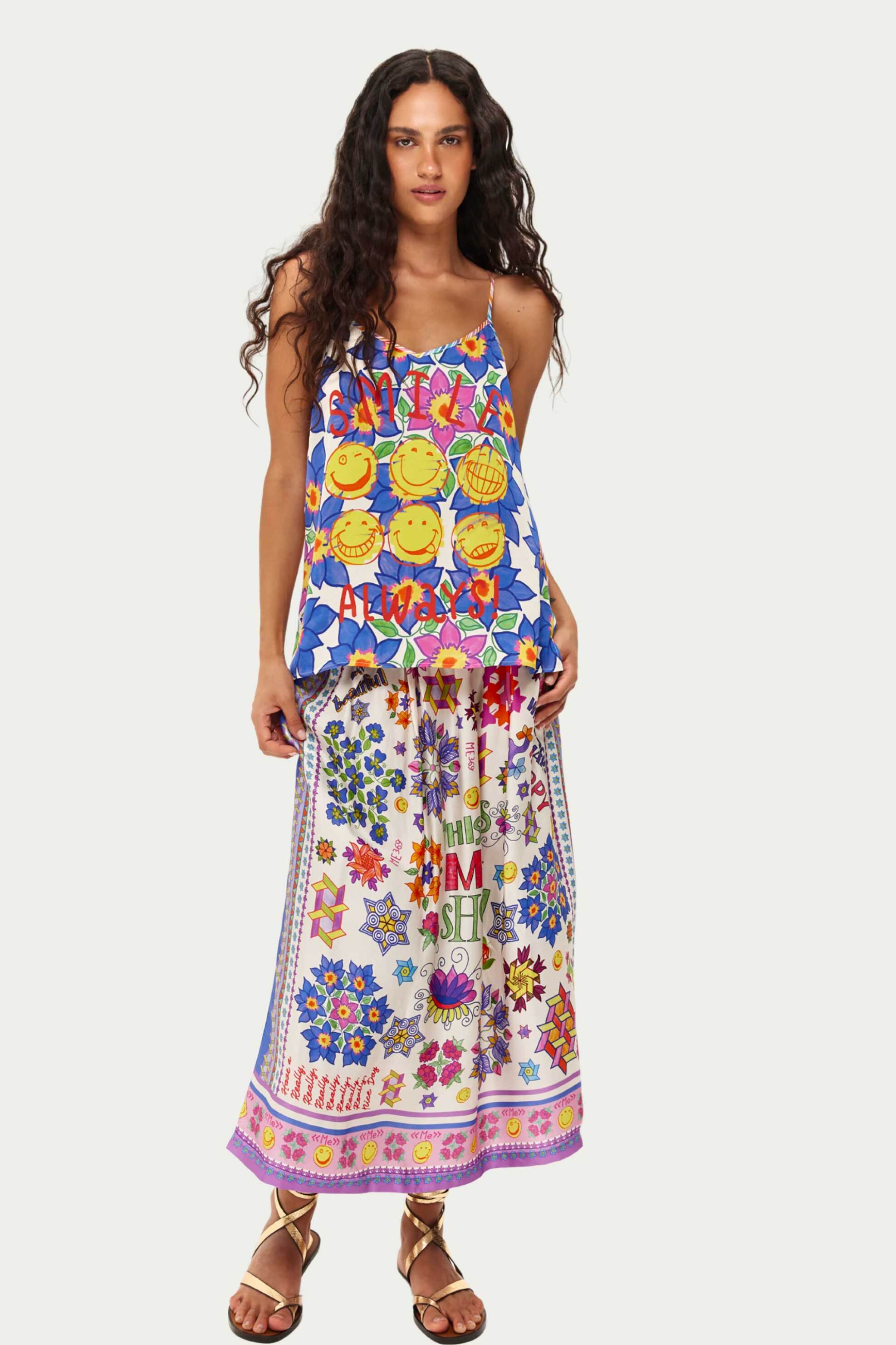 ME369 ME369 γυναικεία midi φούστα με εμπριμέ print "Vanessa Markers" - 60300/SS26 Πολύχρωμο