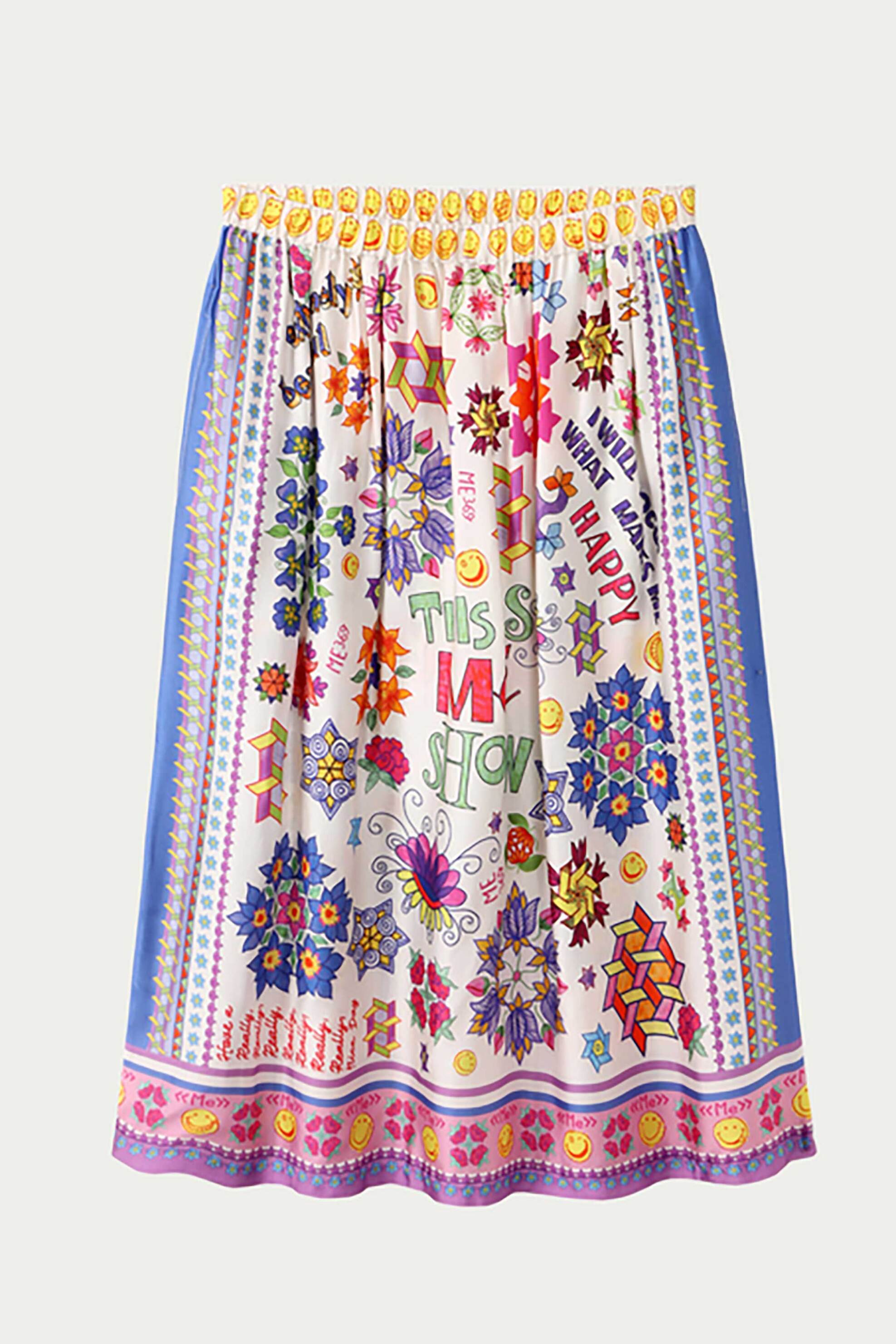 ME369 γυναικεία midi φούστα με εμπριμέ print "Vanessa Markers" - 60300/SS26 Πολύχρωμο φωτογραφία