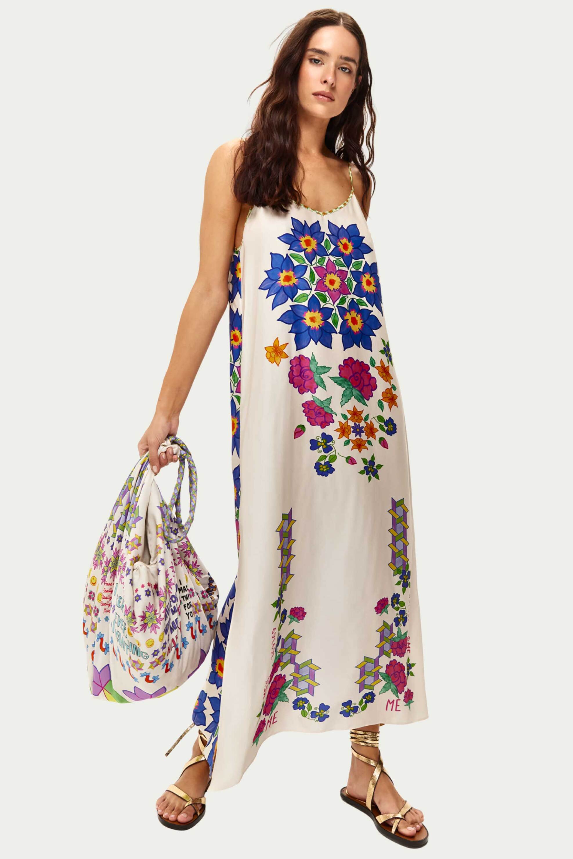 ME369 ME369 γυναικείο maxi φόρεμα με all-over print "Olivia Markers" - 70736/SS26 Πολύχρωμο