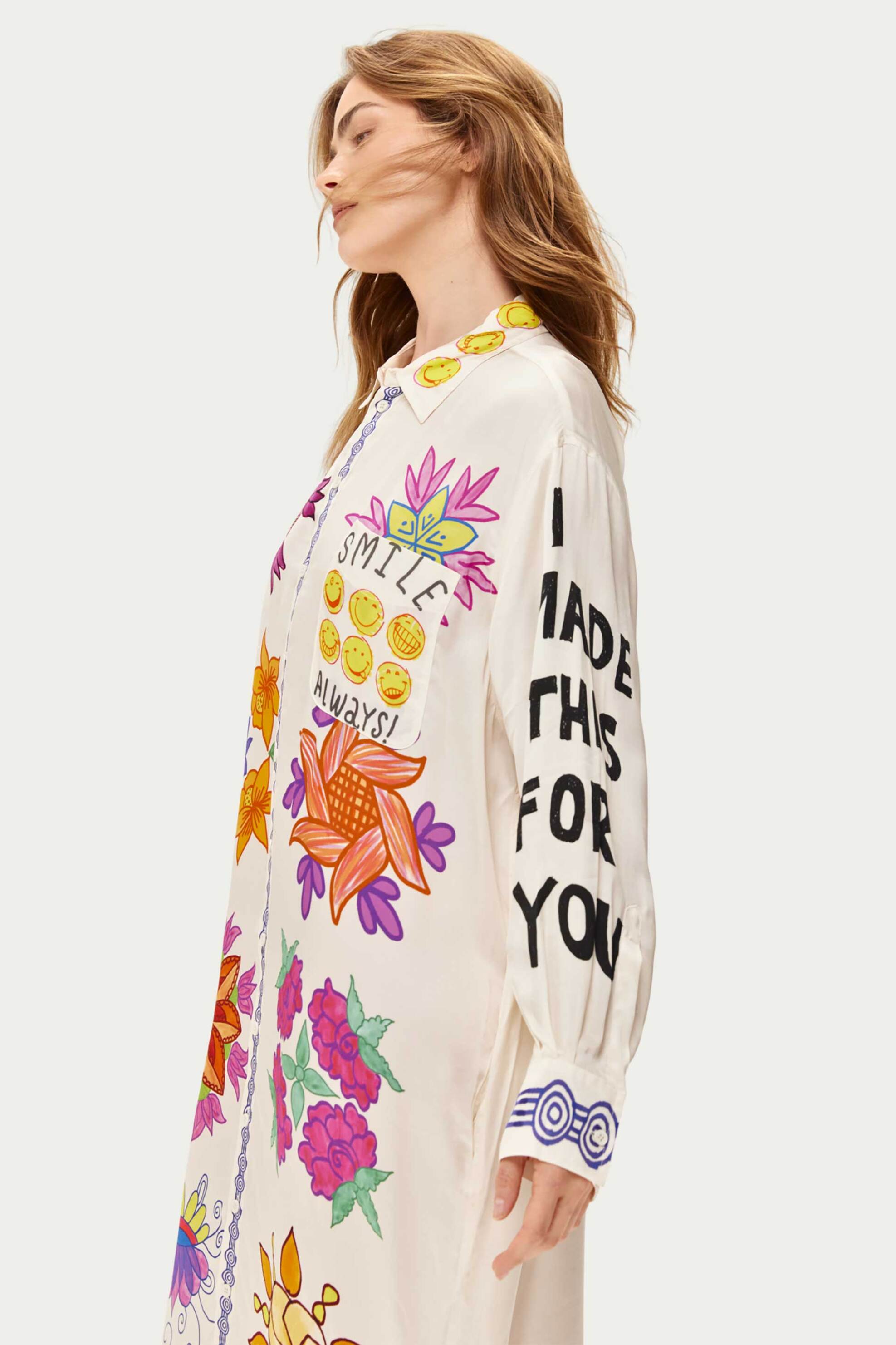 ME369 γυναικείο midi φόρεμα σεμιζιέ με print "Vivi Markers" - 70896/SS26 Πολύχρωμο φωτογραφία