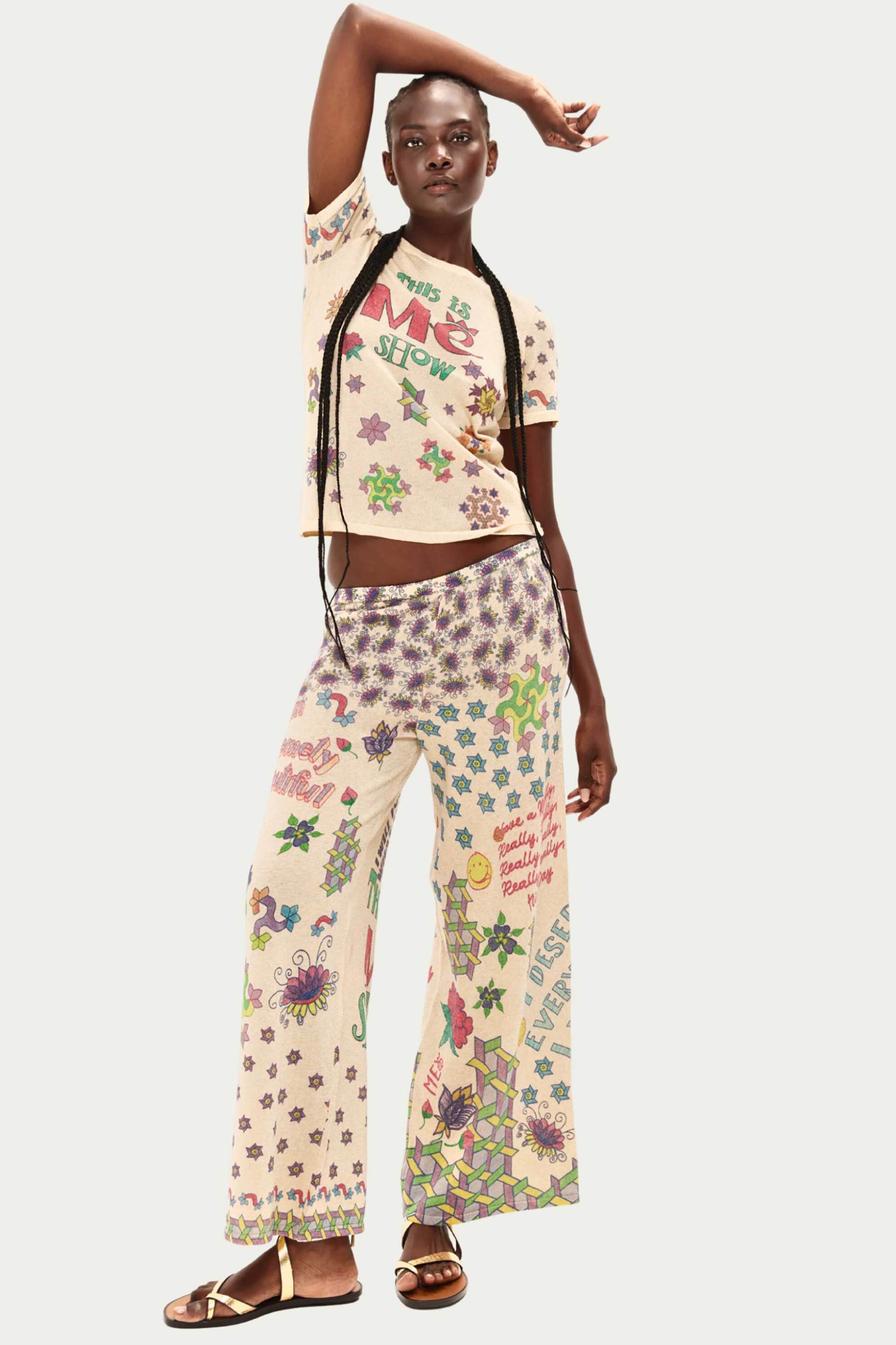 ME369 ME369 γυναικεία παντελόνα με print "Michelle Markers" - 91253/SS26 Πολύχρωμο