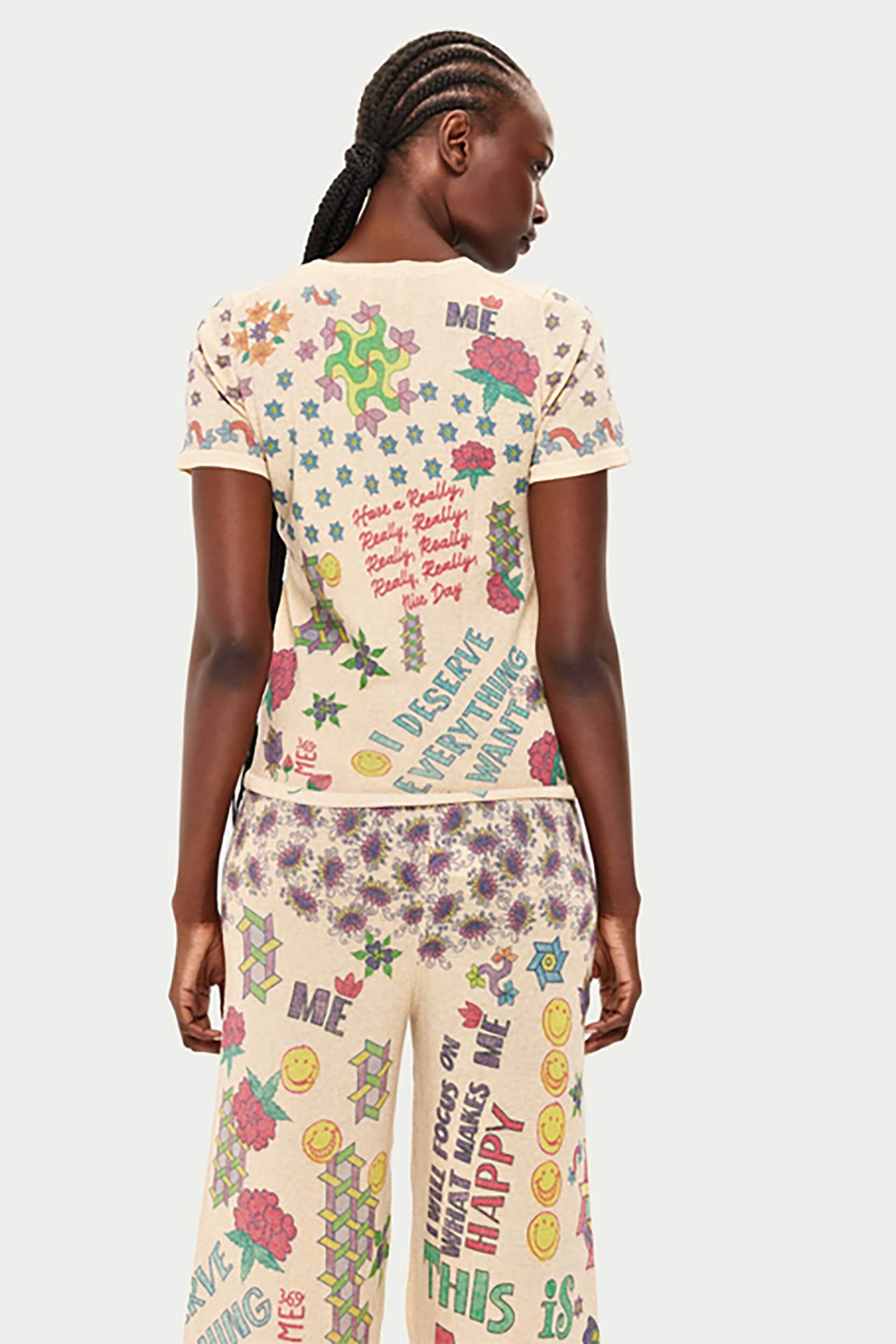 ME369 γυναικεία παντελόνα με print "Michelle Markers" - 91253/SS26 Πολύχρωμο φωτογραφία