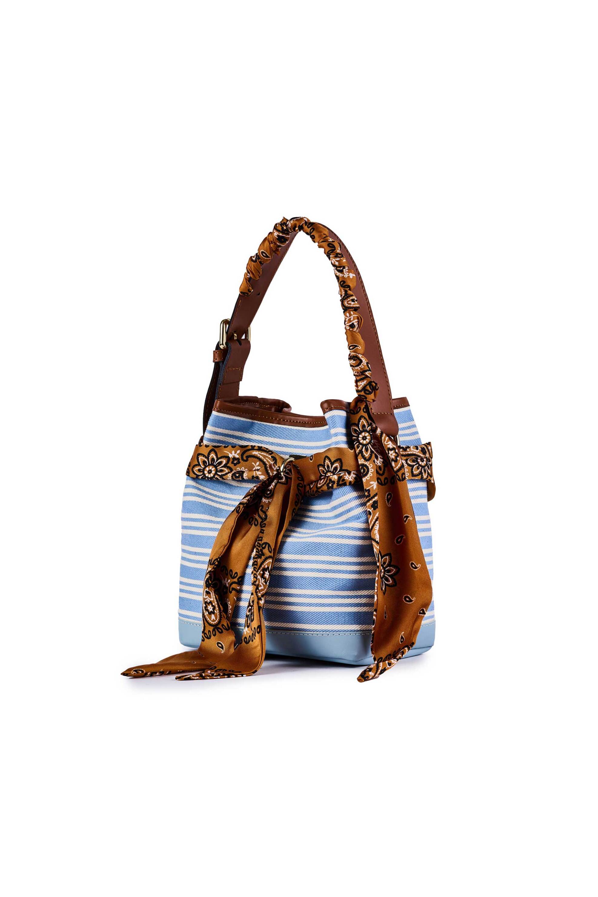 ViaMailBag γυναικεία χειροποίητη τσάντα bucket "Clivia Stripe" - CLIVIA/STRIPE/SS25 Μπλε Ανοιχτό φωτογραφία