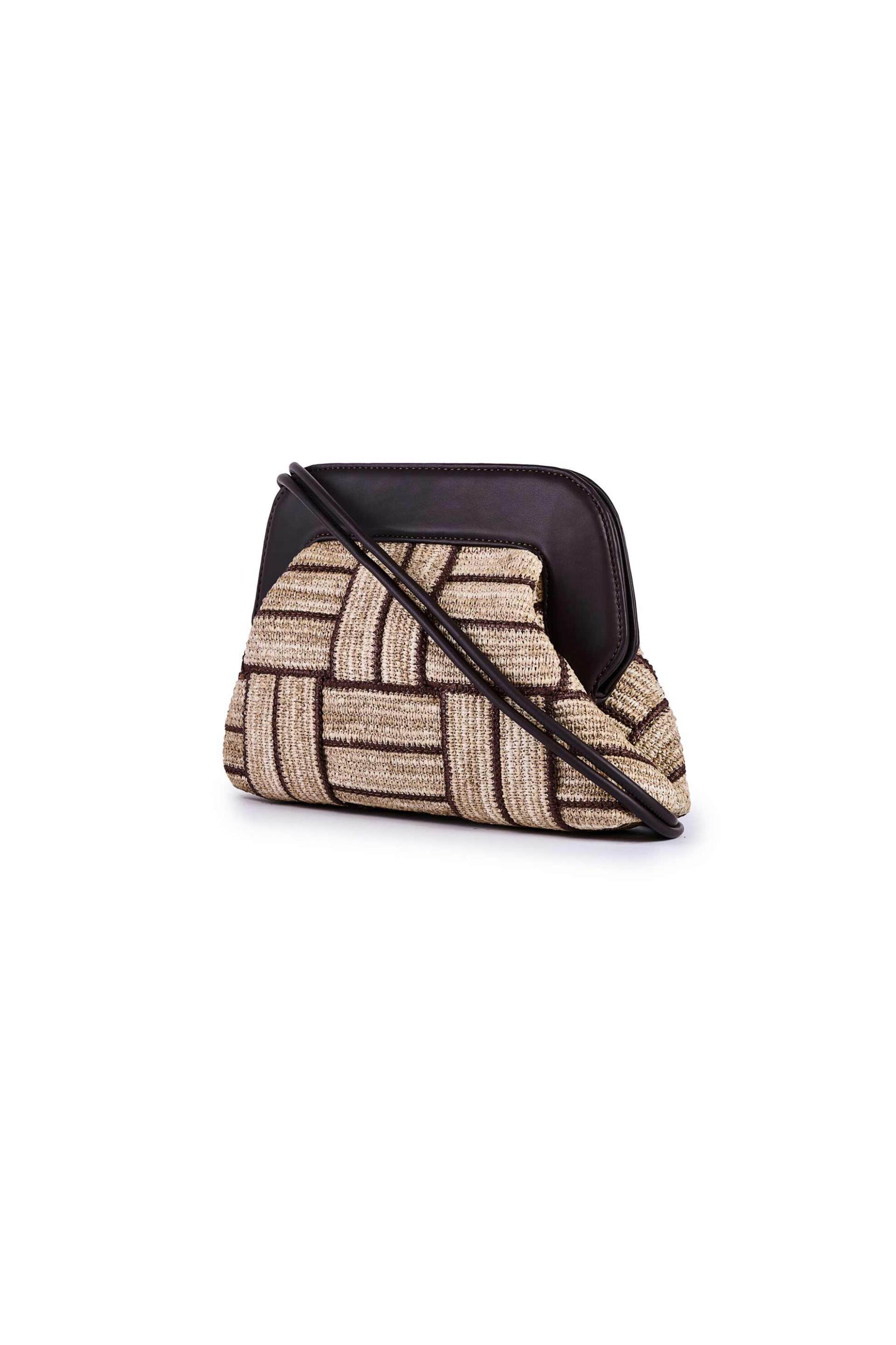 ViaMailBag γυναικεία χειροποίητη τσάντα clutch "Dalia Net" - DALIA/NET/SS25 Καφέ φωτογραφία