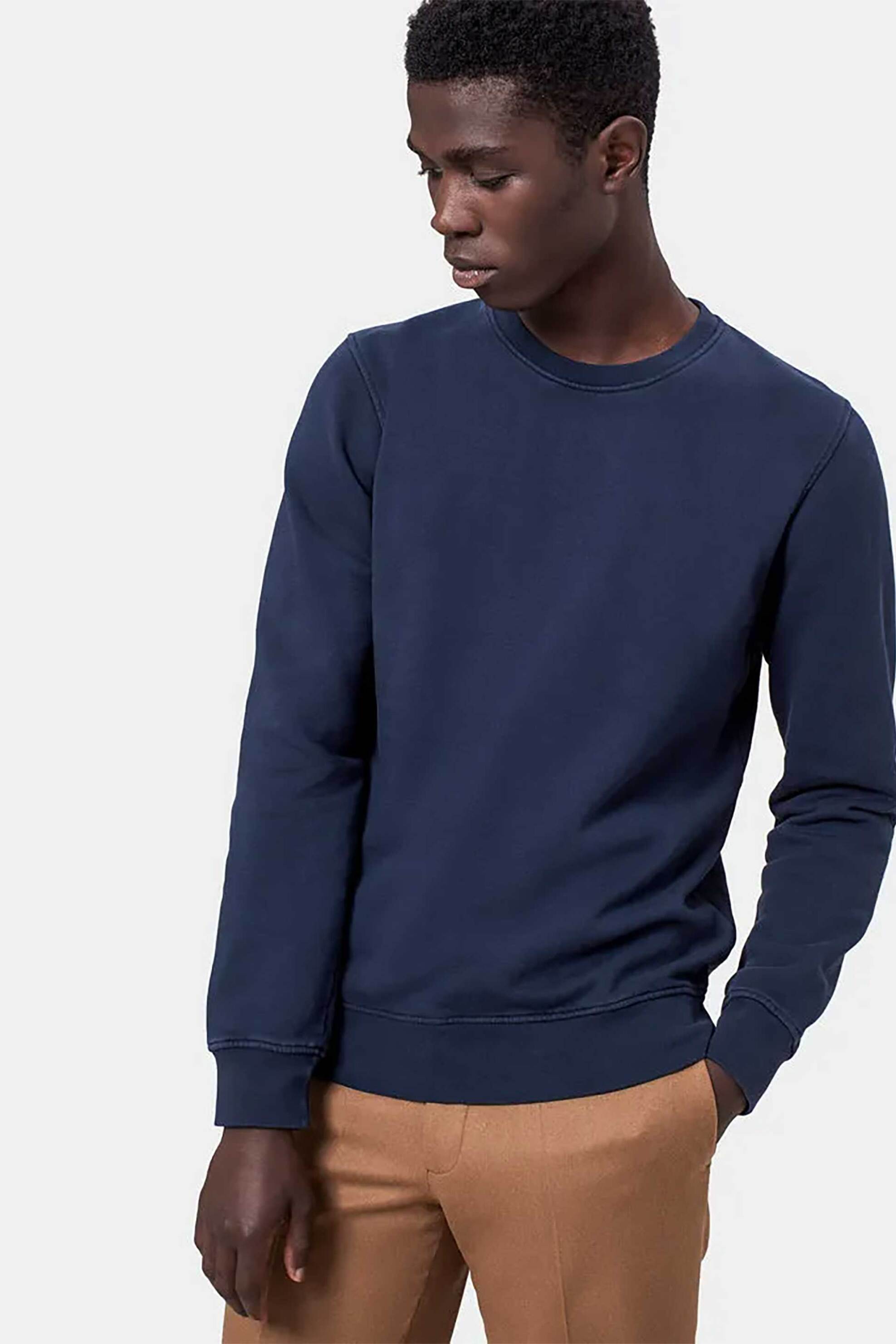 Colorful Standard ανδρική μπλούζα φούτερ μονόχρωμη Regular Fit - CS1005 Μπλε Σκούρο