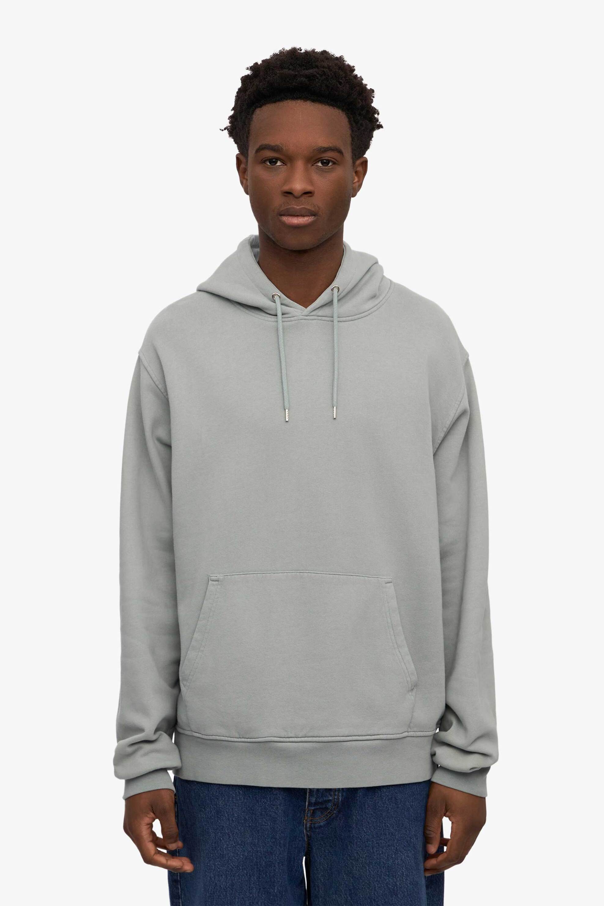 Colorful Standard ανδρική μπλούζα φούτερ μονόχρωμη με κουκούλα Relaxed Fit - CS1006 Γκρι Γαλάζιο