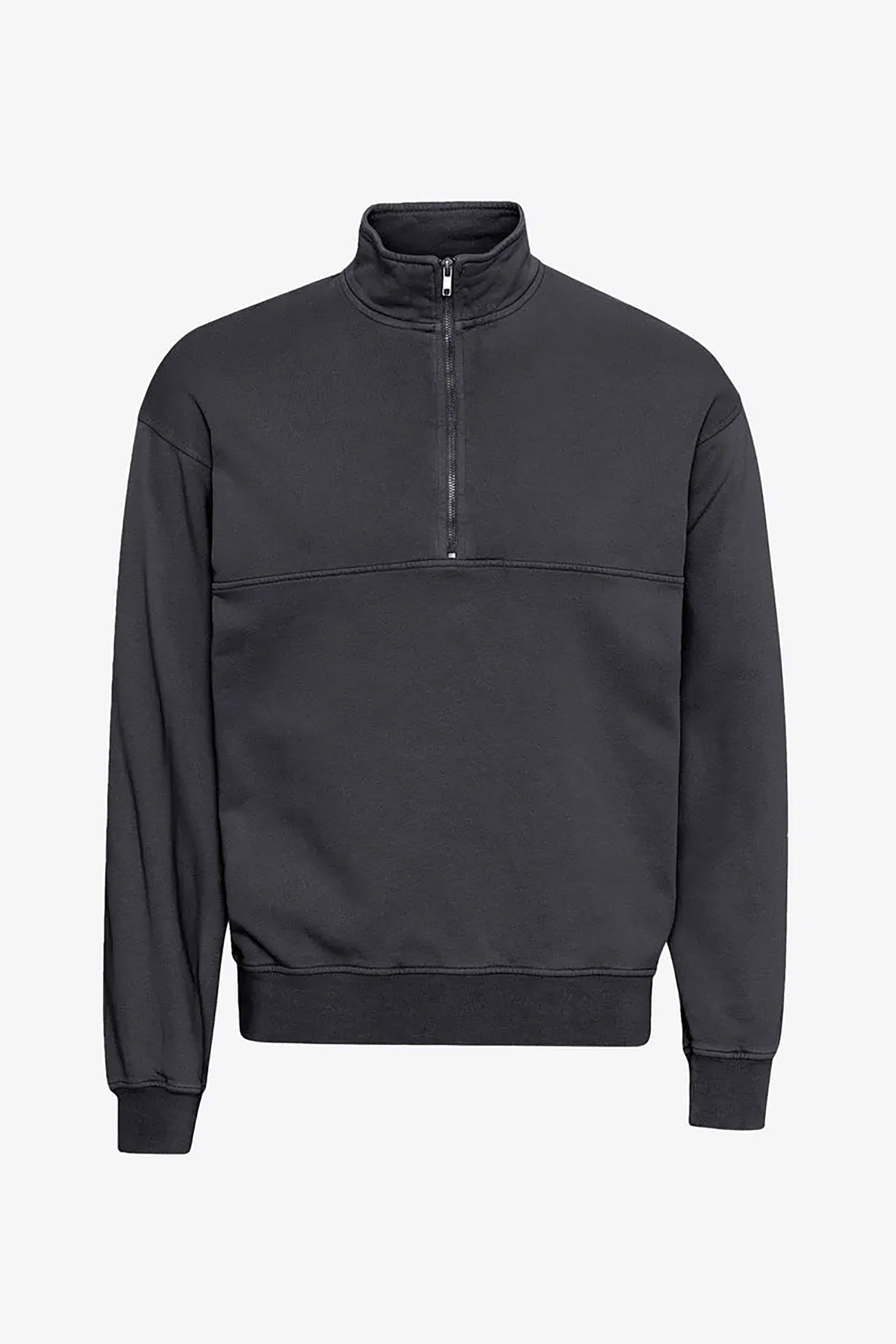Colorful Standard ανδρική μπλούζα φούτερ μονόχρωμη με 1/2 φερμουάρ Oversized Fit - CS1014 Γκρι Σκούρο