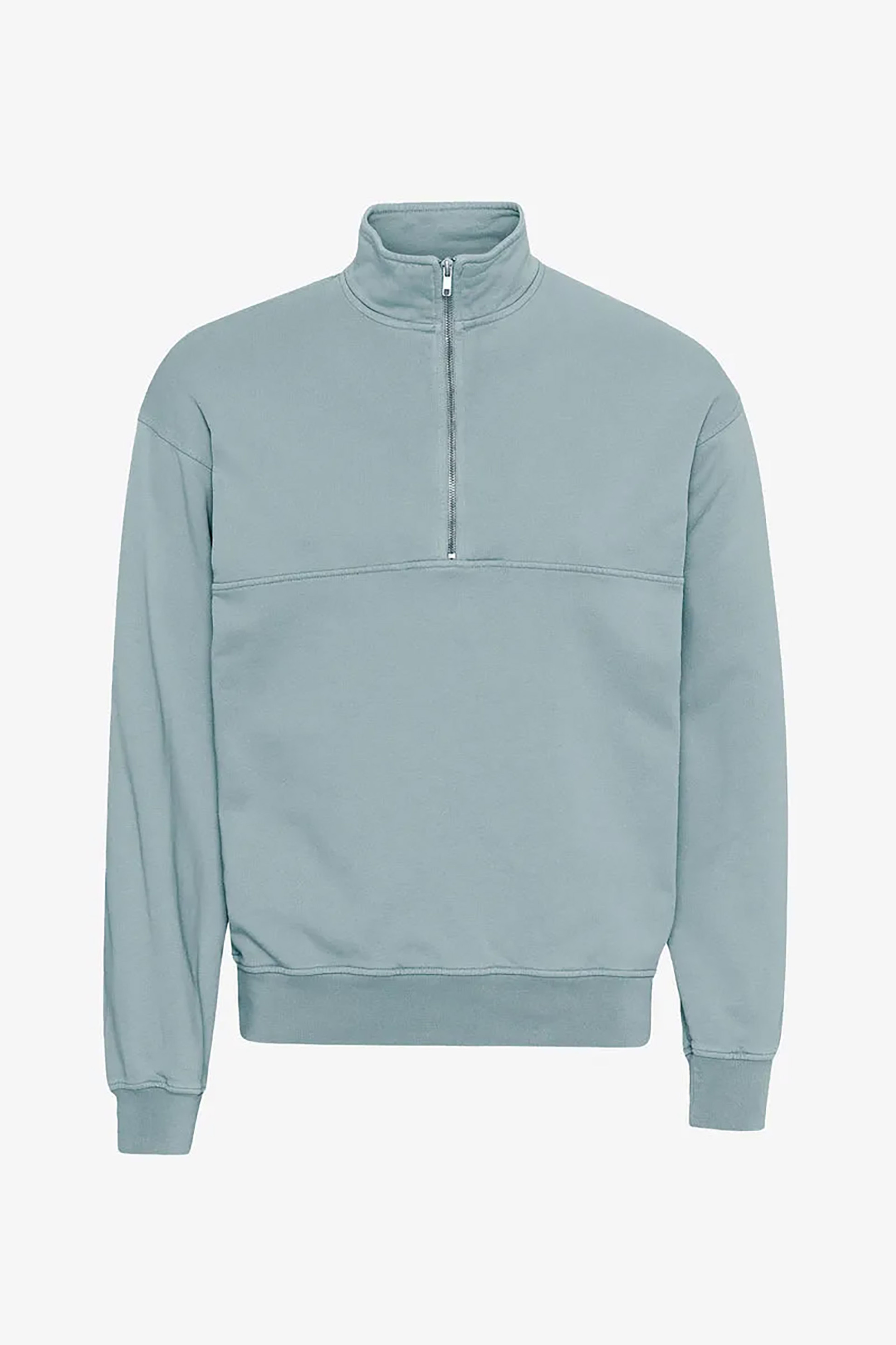 Colorful Standard ανδρική μπλούζα φούτερ μονόχρωμη με 1/2 φερμουάρ Oversized Fit - CS1014 Γκρι Γαλάζιο