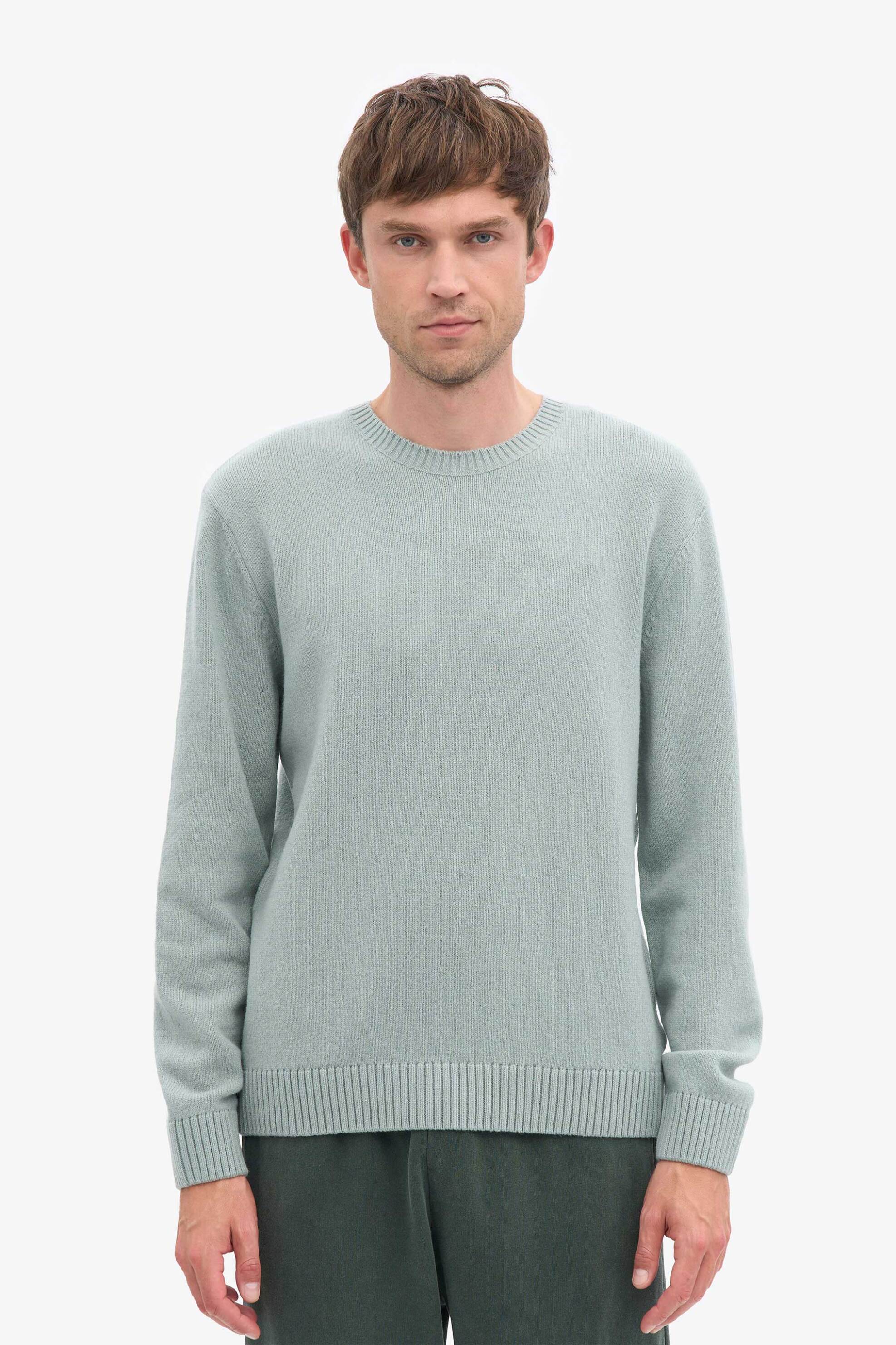 Colorful Standard ανδρική μάλλινη μπλούζα μονόχρωμη Regular Fit - CS5083 Γκρι Γαλάζιο