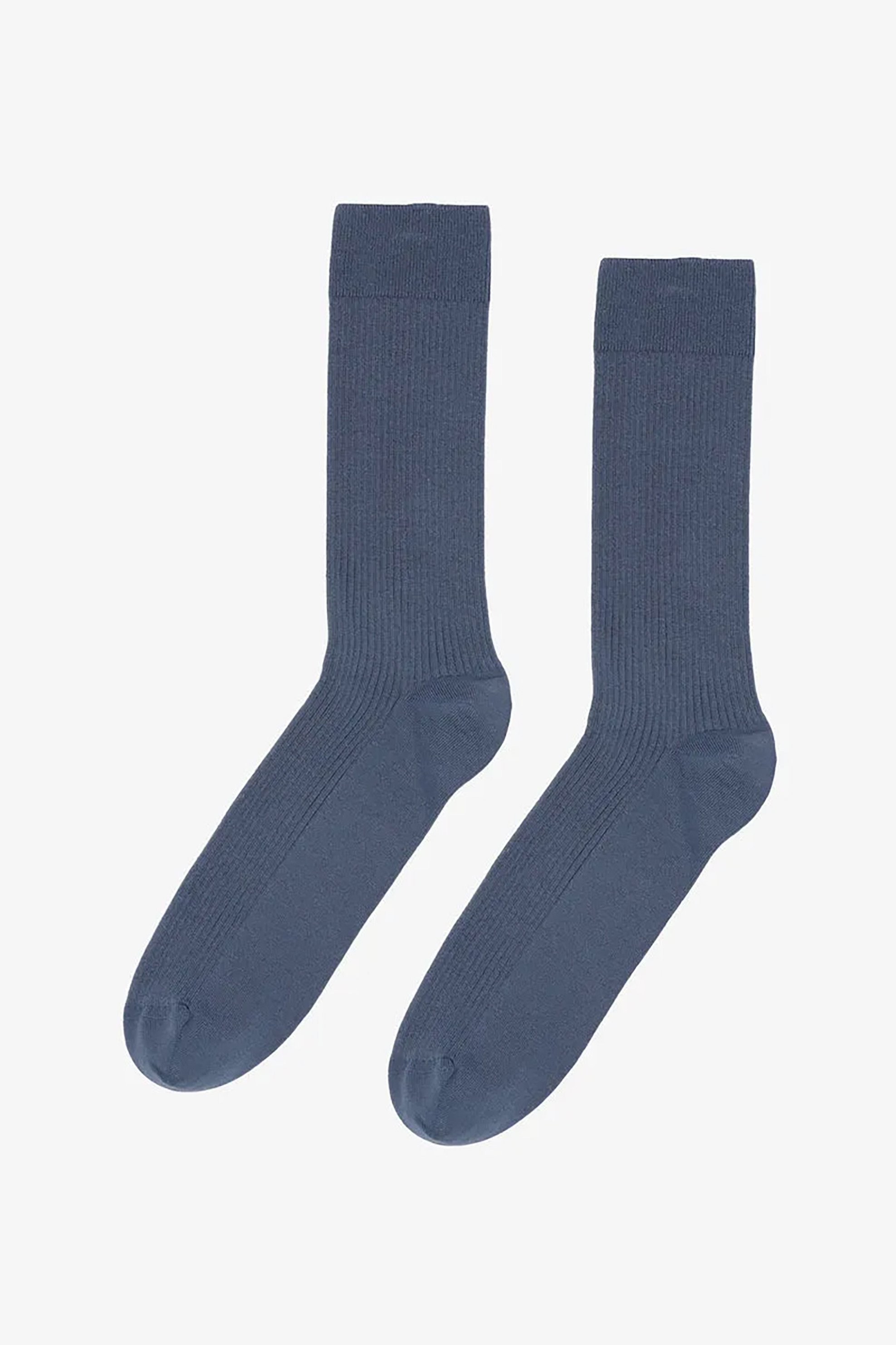 Colorful Standard ανδρικές μακριές κάλτσες μονόχρωμες ribbed - CS6001 Σκούρο Μπλε