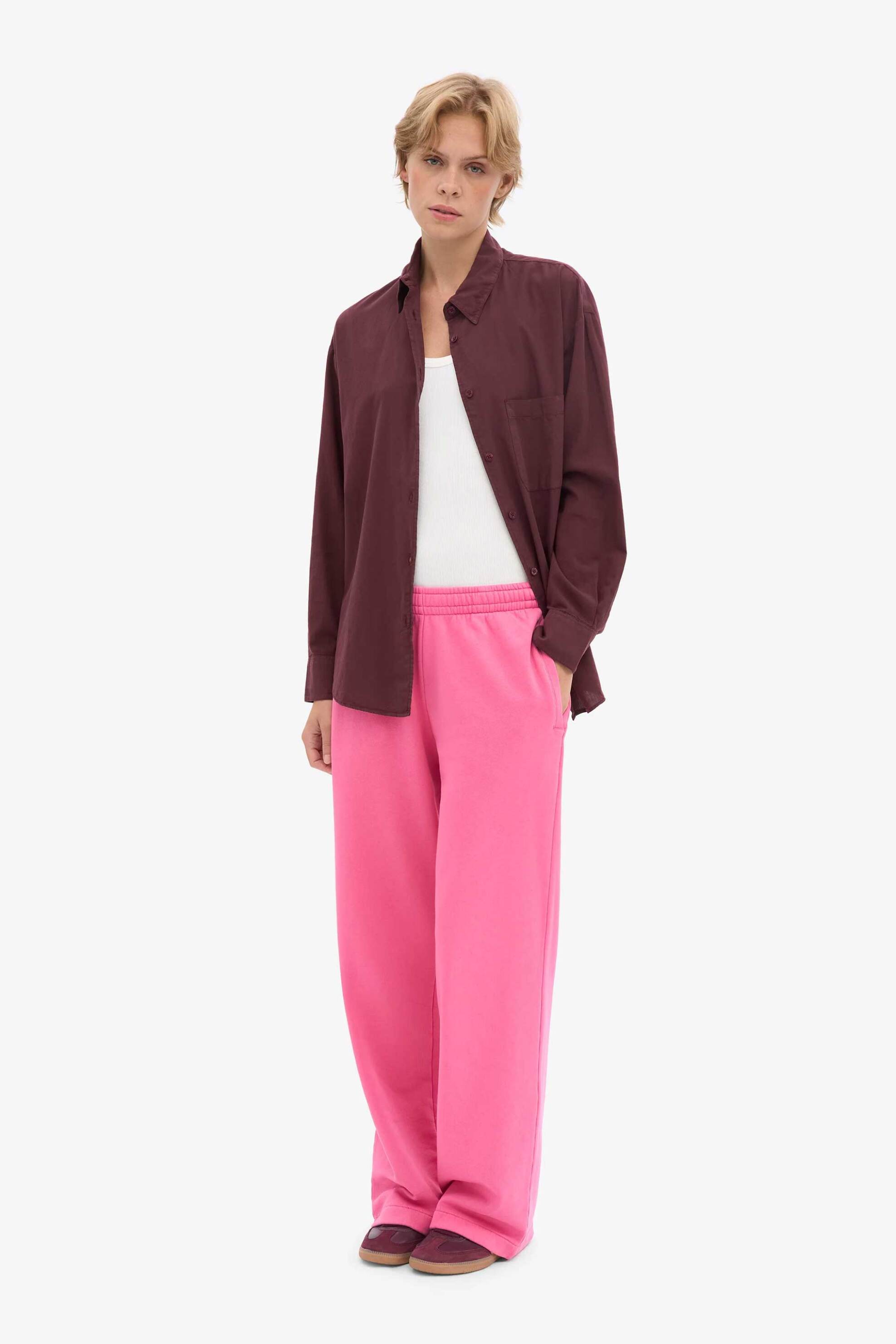 Colorful Standard γυναικείο παντελόνι φόρμας μονόχρωμο Straight Fit - CS1018 Ροζ Φλαμίνγκο