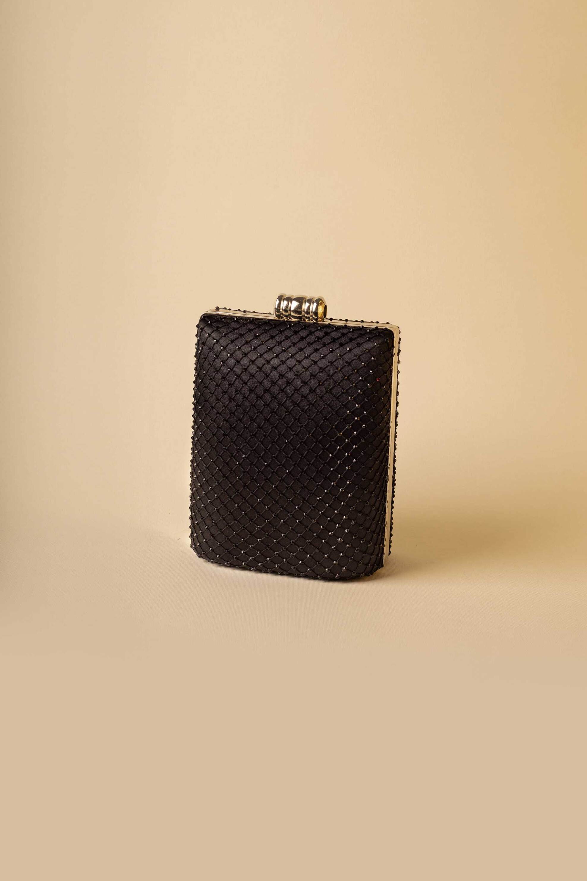 LADY DIVA Lady Diva γυναικείο clutch μονόχρωμο με διχτυωτό σχέδιο με rhinestones - S24.LD508 Μαύρο