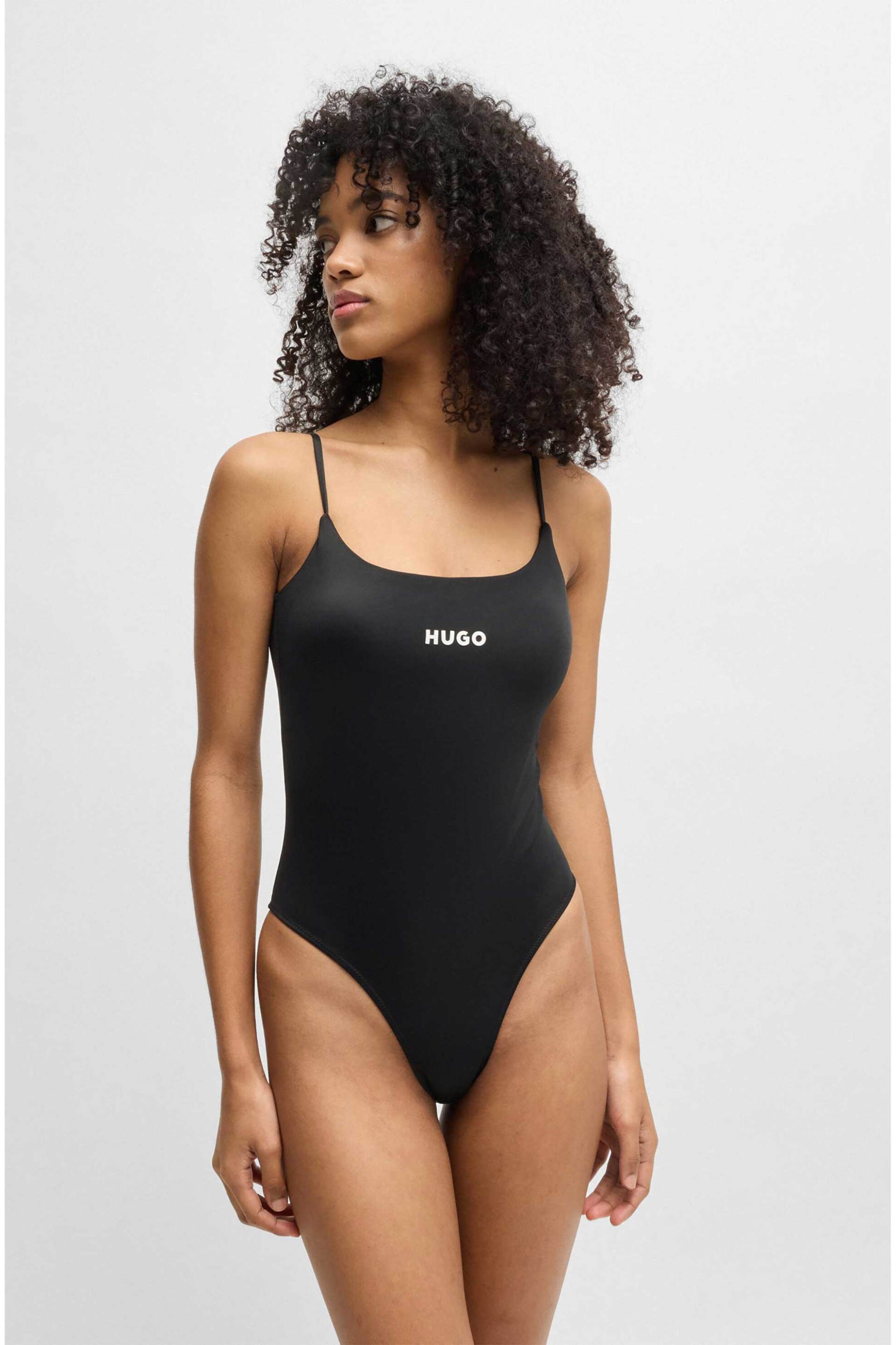 Hugo Boss γυναικείο μαγιό ολόσωμο μονόχρωμο με logo print "Pure" - 50535777 Μαύρο