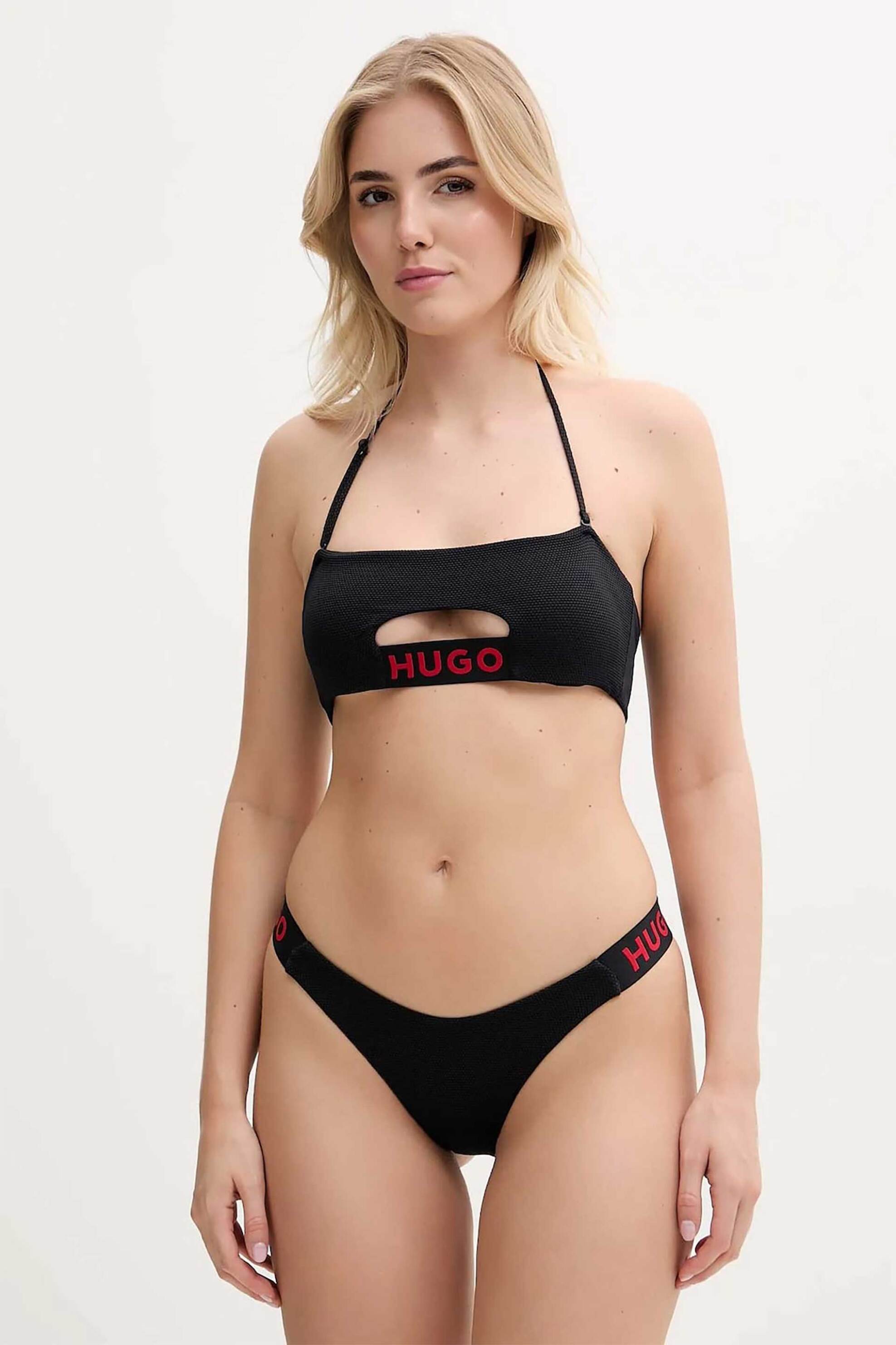 Hugo Boss γυναικείο μαγιό μπικίνι τοπ με cut-out και contrast logo "Dotti" - 50540224 Μαύρο