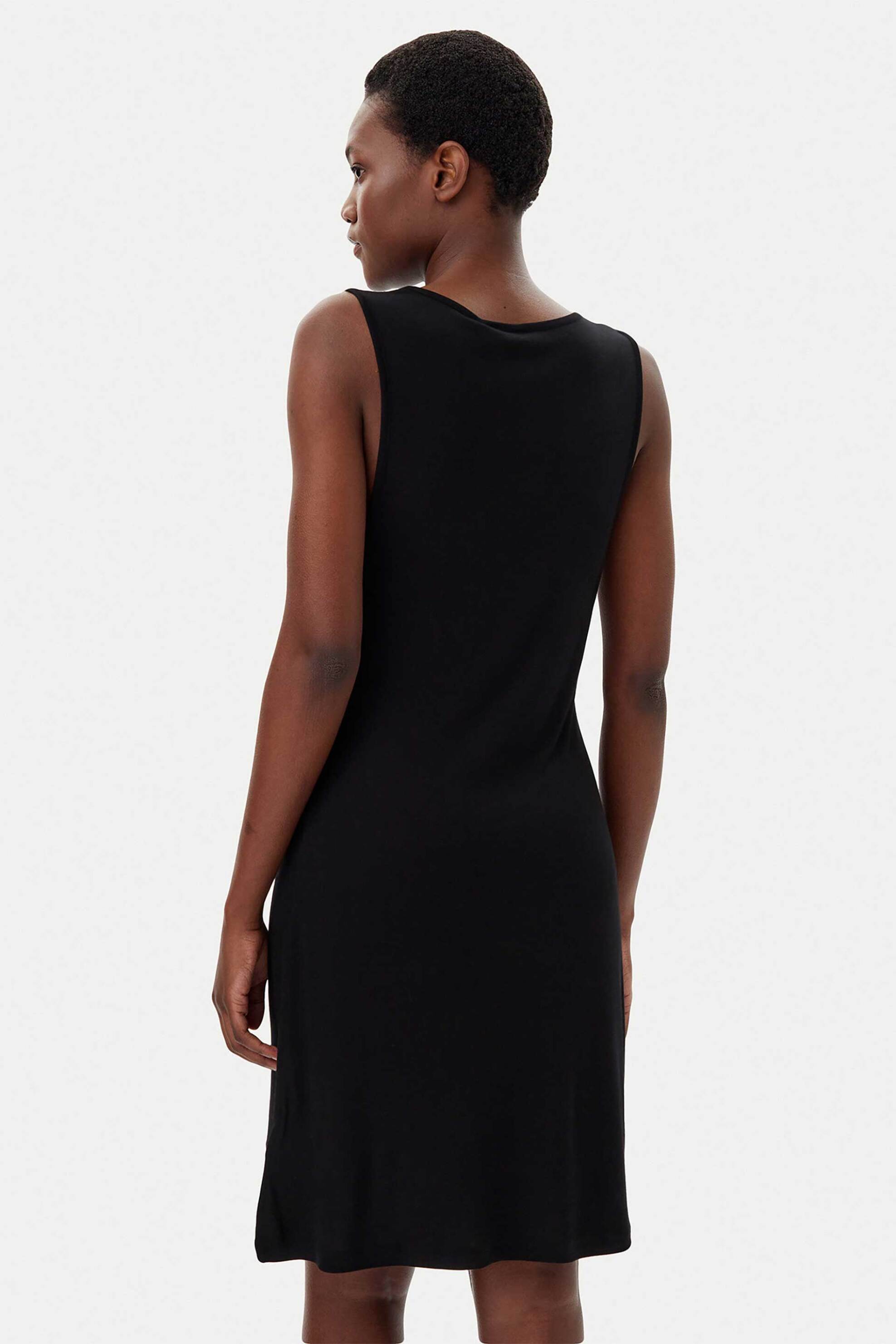 Hugo Boss γυναικείο mini φόρεμα παραλίας αμάνικο με κεντημένο λογότυπο Relaxed Fit - 50540333 Μαύρο