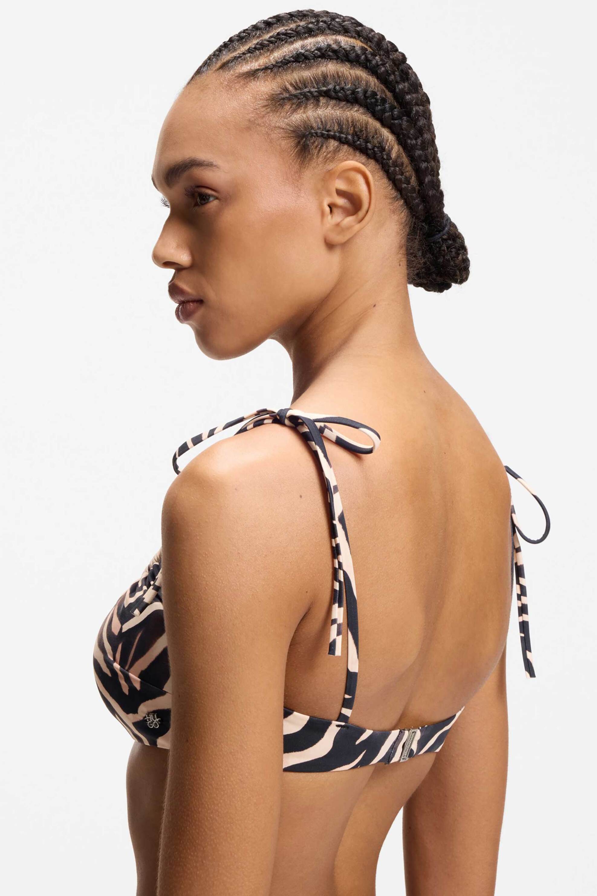 HUGO Hugo Boss γυναικείο μαγιό μπικίνι τοπ bralette με print - 50561287 Ασπρόμαυρο - 3