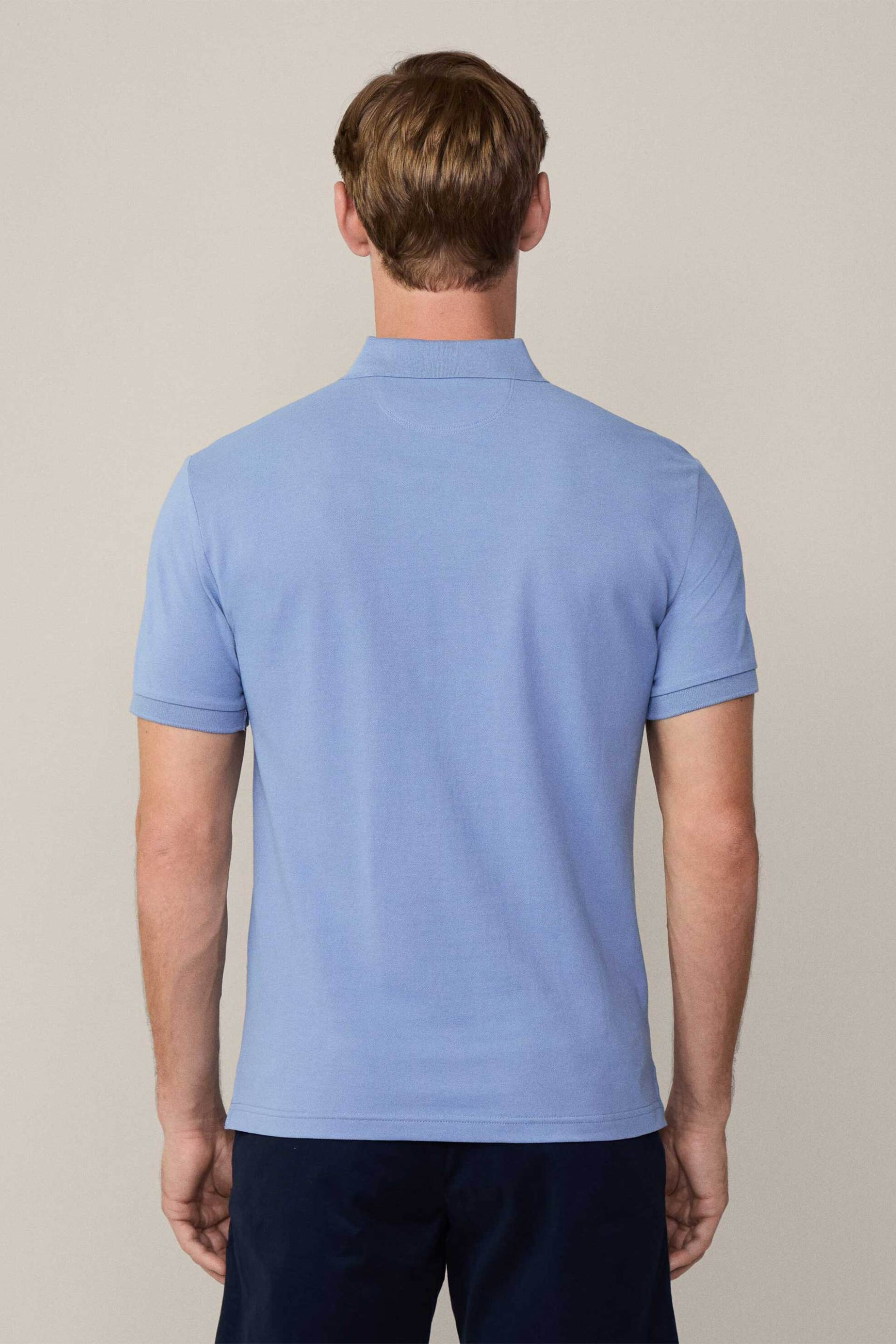 Hackett ανδρική κοντομάνικη πόλο μπλούζα πικέ με κεντημένο λογότυπο Slim Fit - HM562363 Μπλε Ανοιχτό φωτογραφία