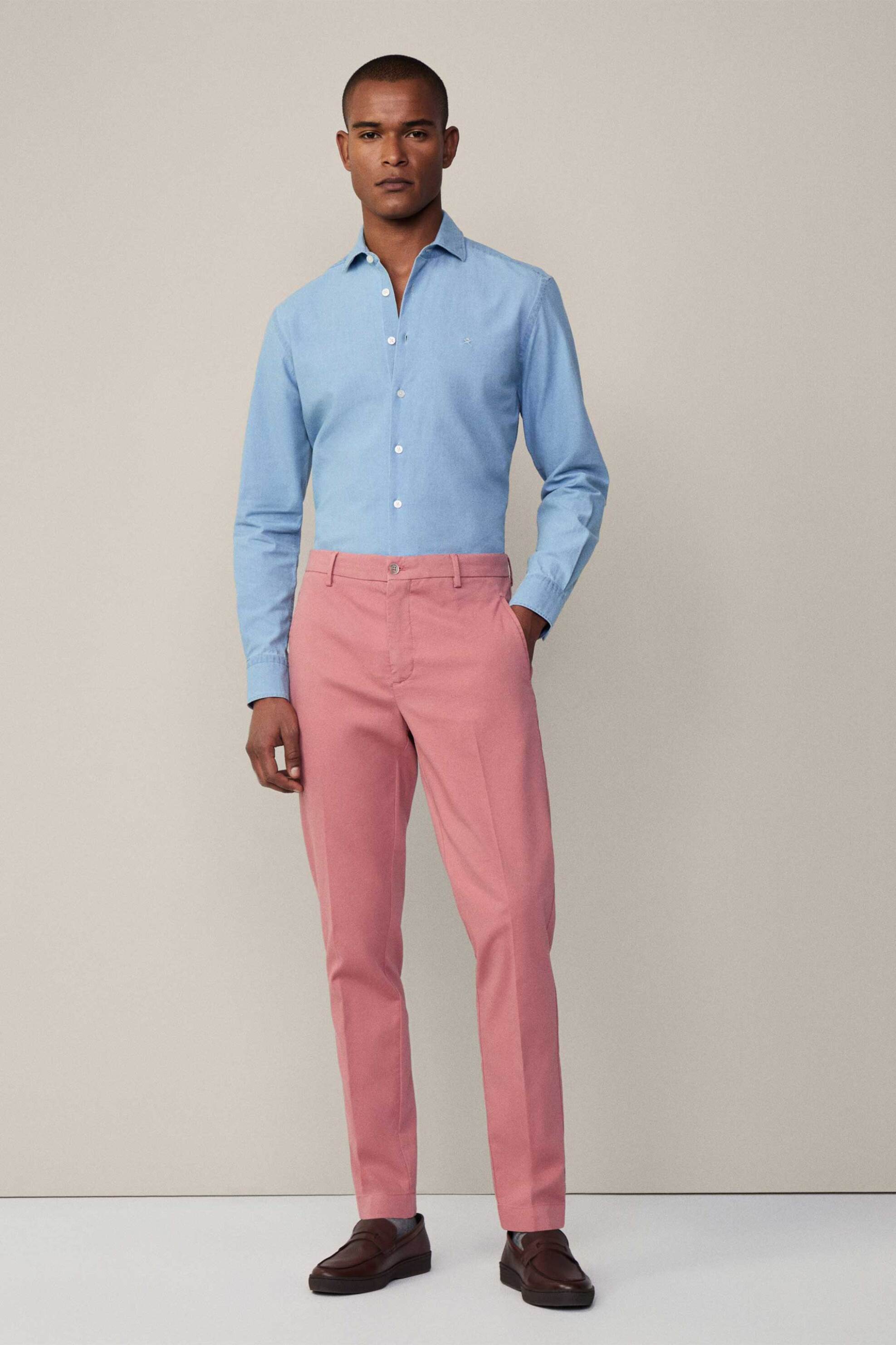 Hackett ανδρικό denim πουκάμισο με κεντημένο λογότυπο Tailored Fit - HM309966 Denim Blue φωτογραφία