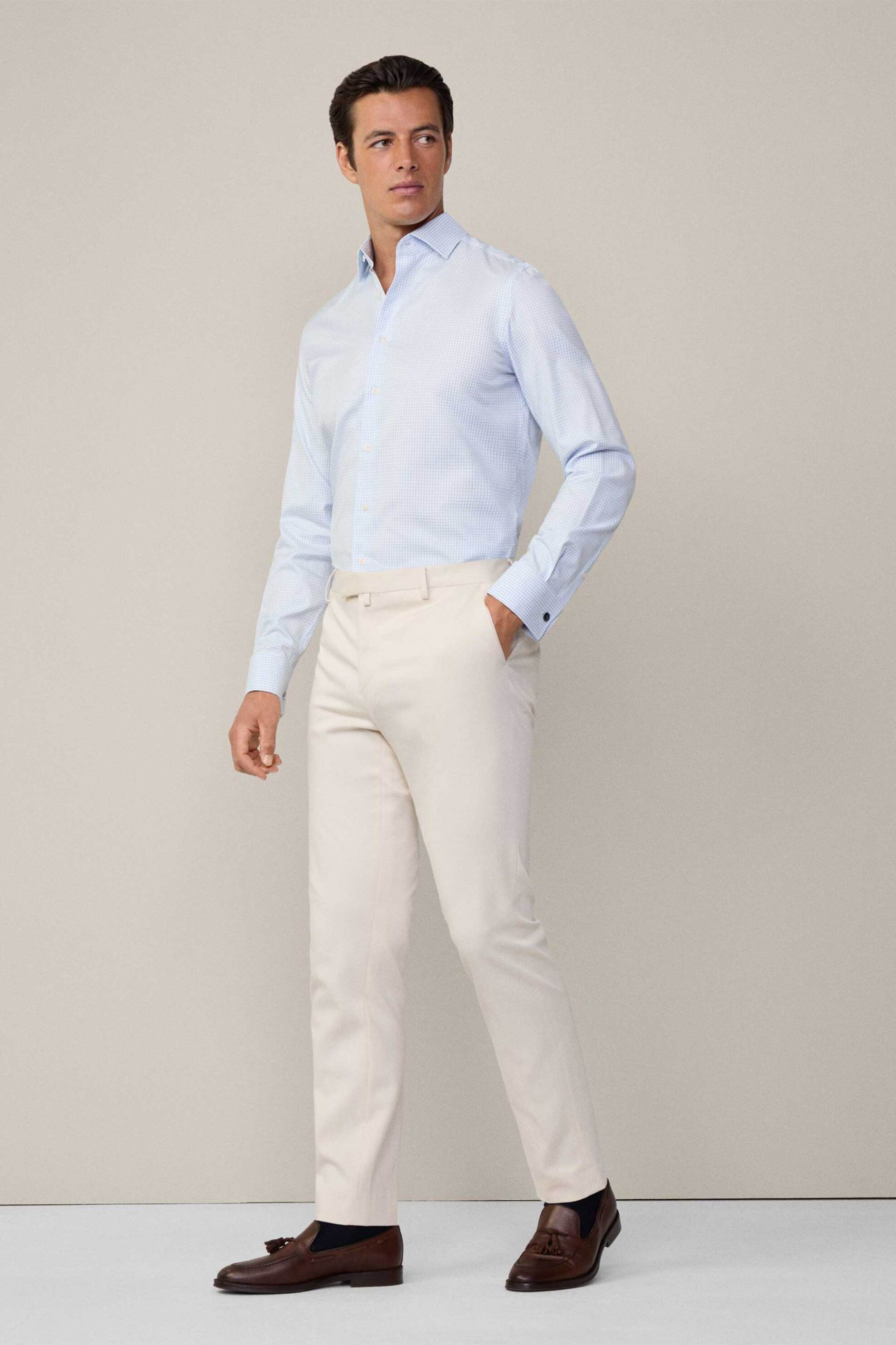 Hackett ανδρικό πουκάμισο με καρό σχέδιο Tailored Fit - HM3010098 Μπλε Ανοιχτό φωτογραφία