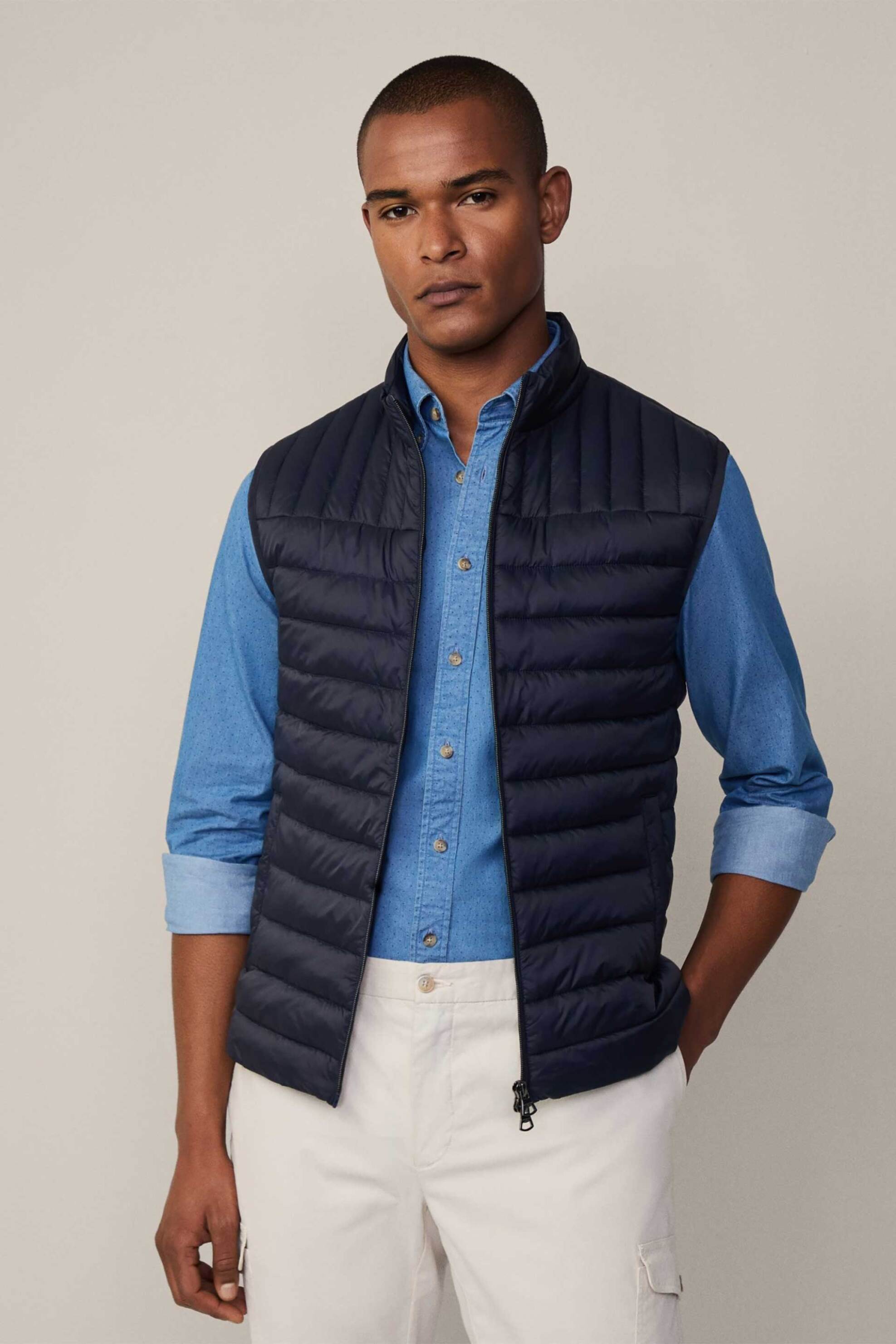 Hackett ανδρικό αμάνικο μπουφάν με καπιτονέ σχέδιο Regular Fit - HM403193 Μπλε Σκούρο