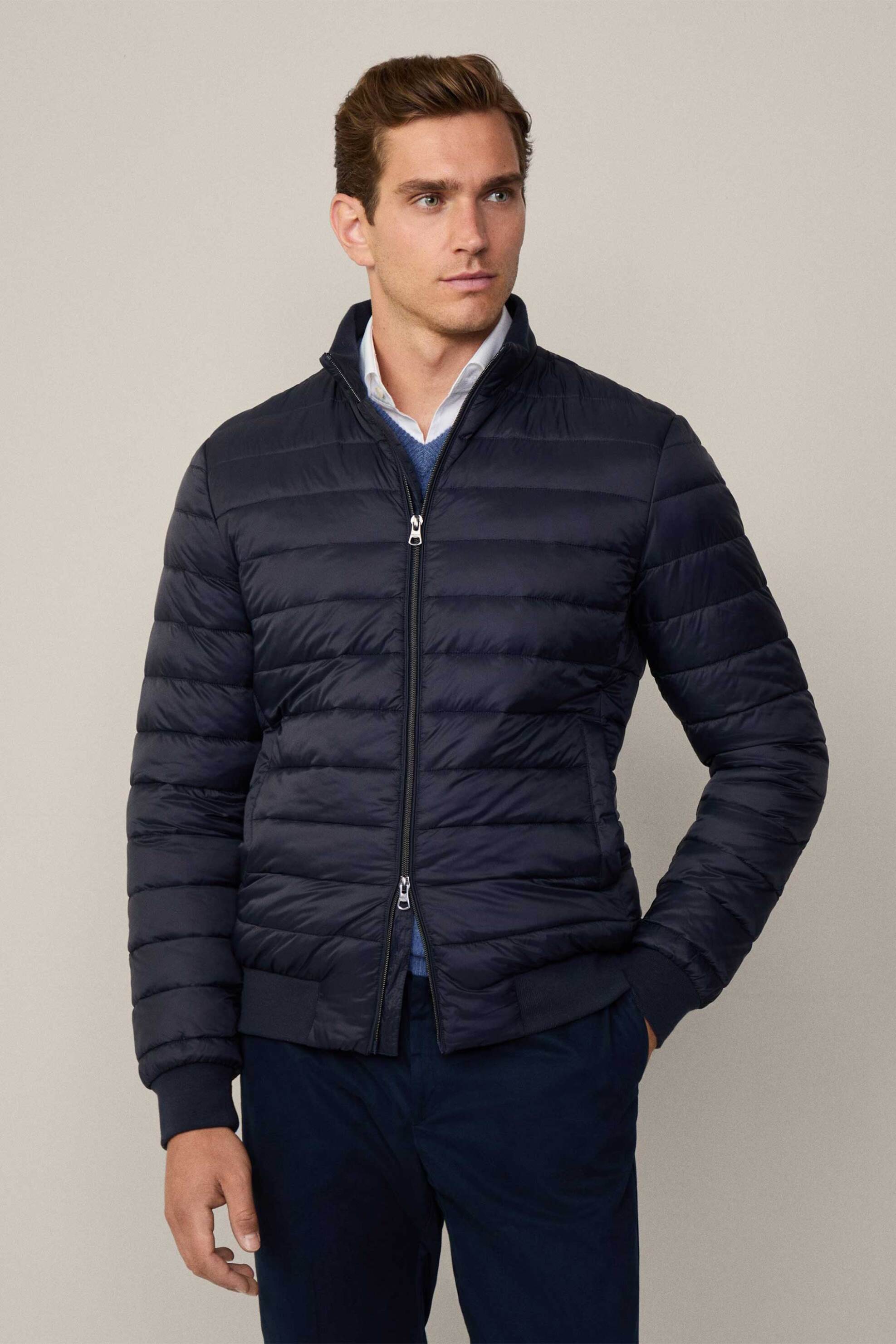 Hackett ανδρικό μπουφάν με καπιτονέ σχέδιο Regular Fit - HM403194 Μπλε Σκούρο