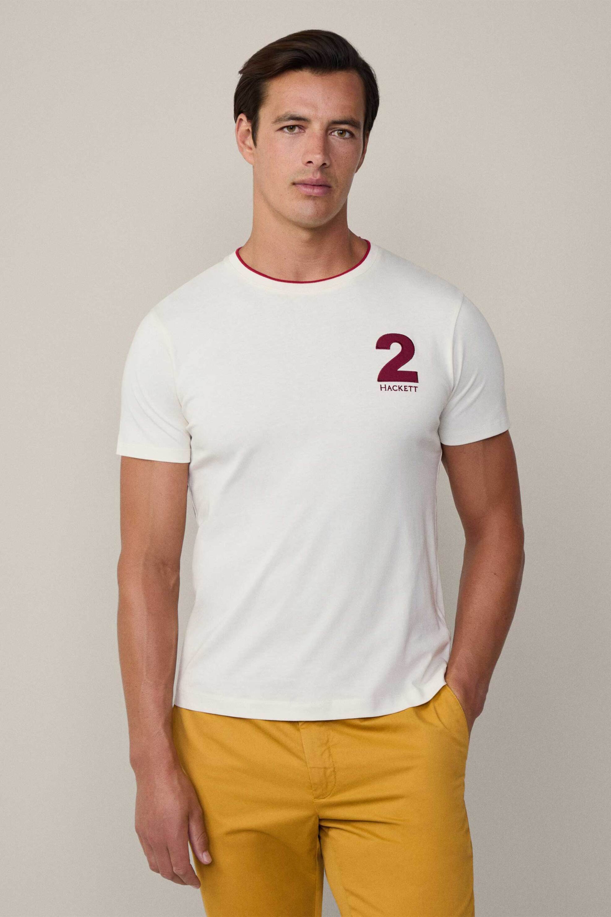 Hackett ανδρικό T-shirt με λογότυπο Classic Fit "Heritage" - HM500848 Λευκό