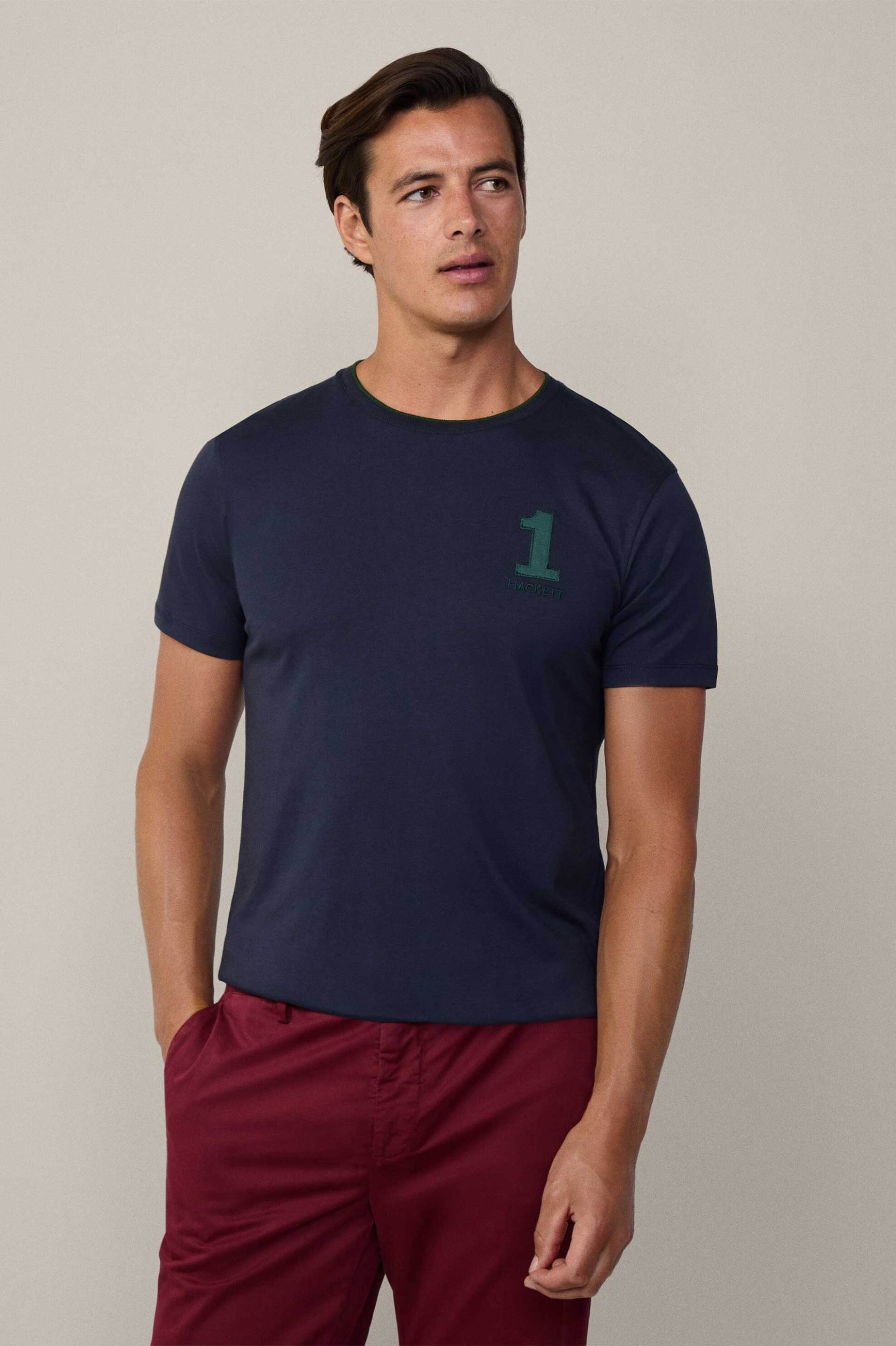 Hackett ανδρικό T-shirt με λογότυπο Classic Fit "Heritage" - HM500848 Μπλε Σκούρο
