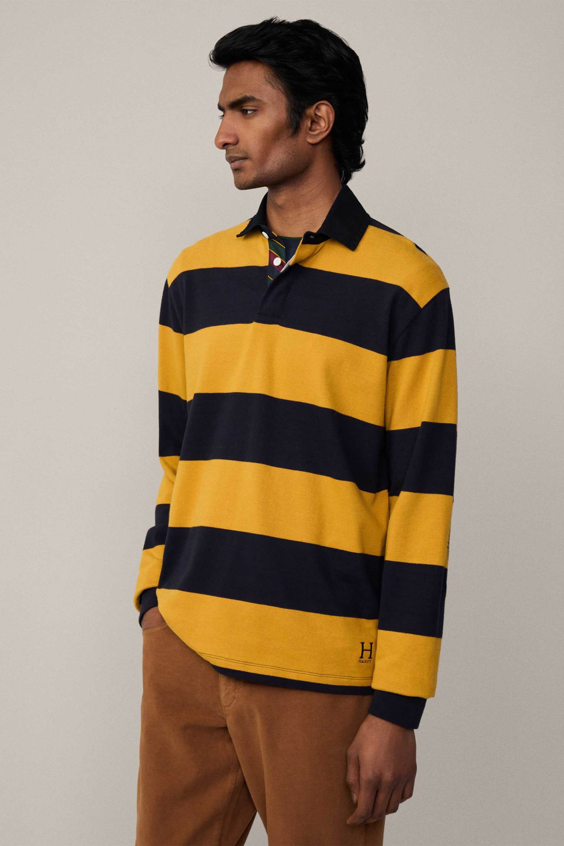 Hackett ανδρική πόλο μπλούζα με ριγέ σχέδιο Classic Fit - HM570830 Μουσταρδί