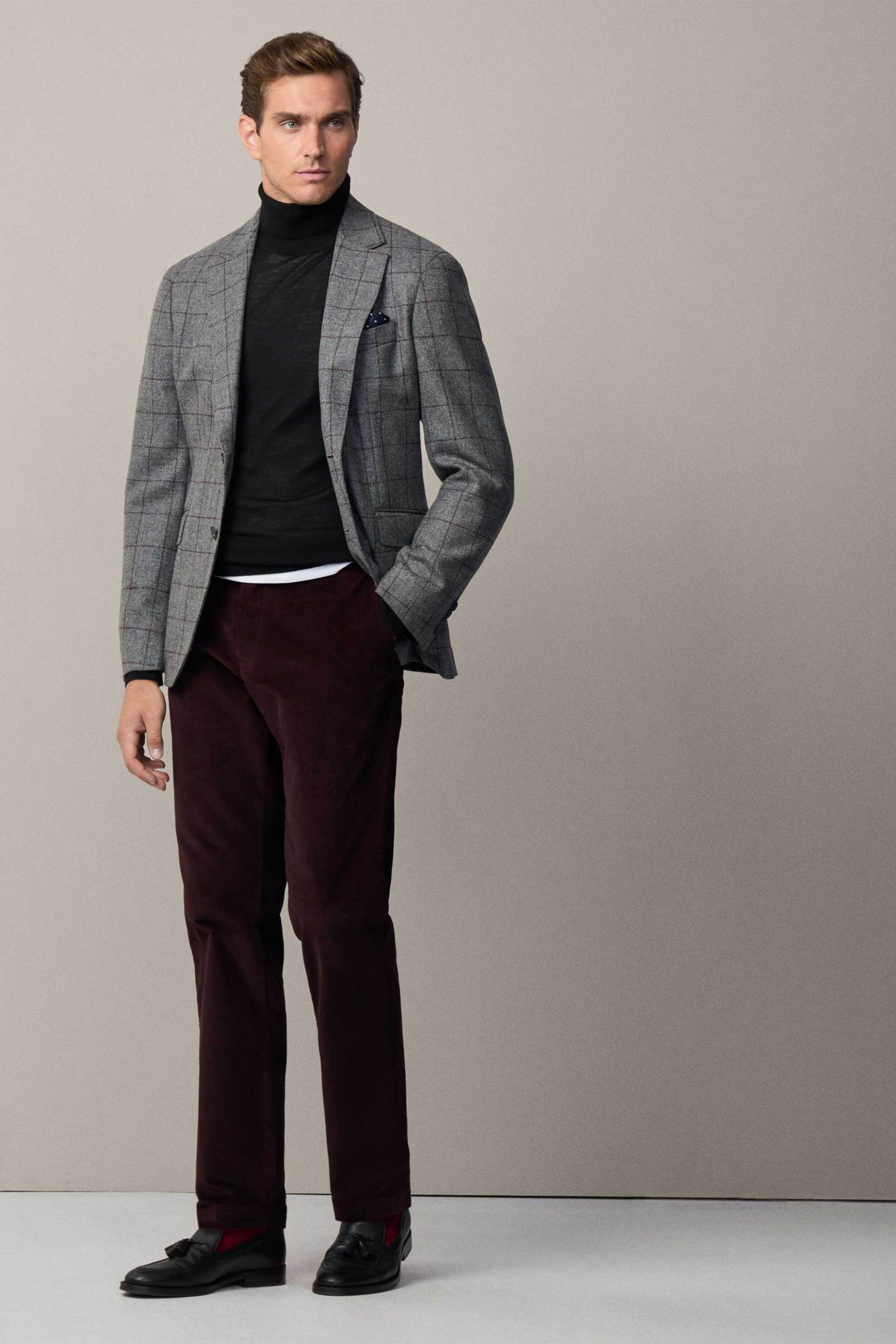 Hackett ανδρικό παντελόνι chino μονόχρωμο - HM212656R Μπορντό