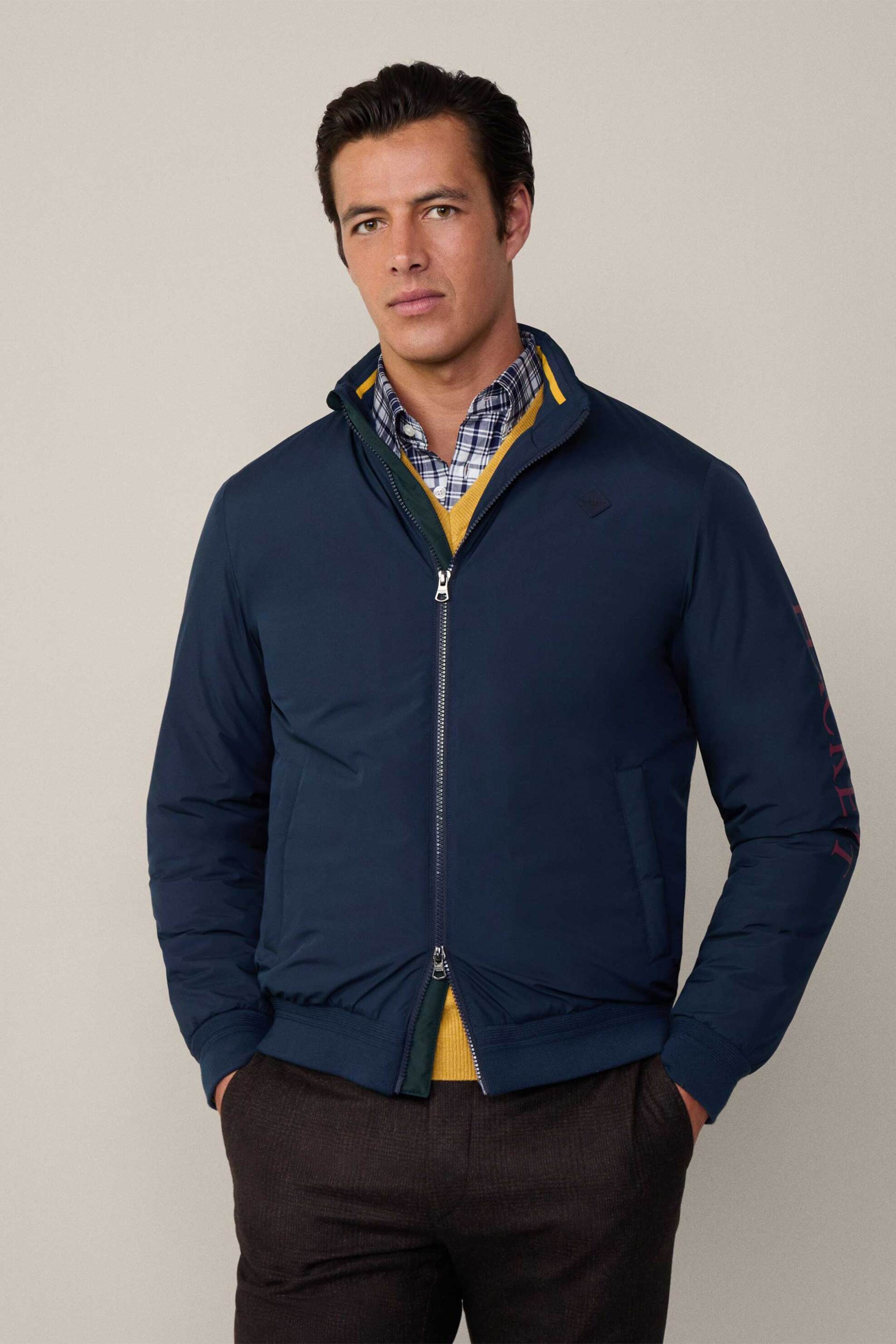 Hackett ανδρικό jacket μονόχρωμο - HM403213 Μπλε Σκούρο