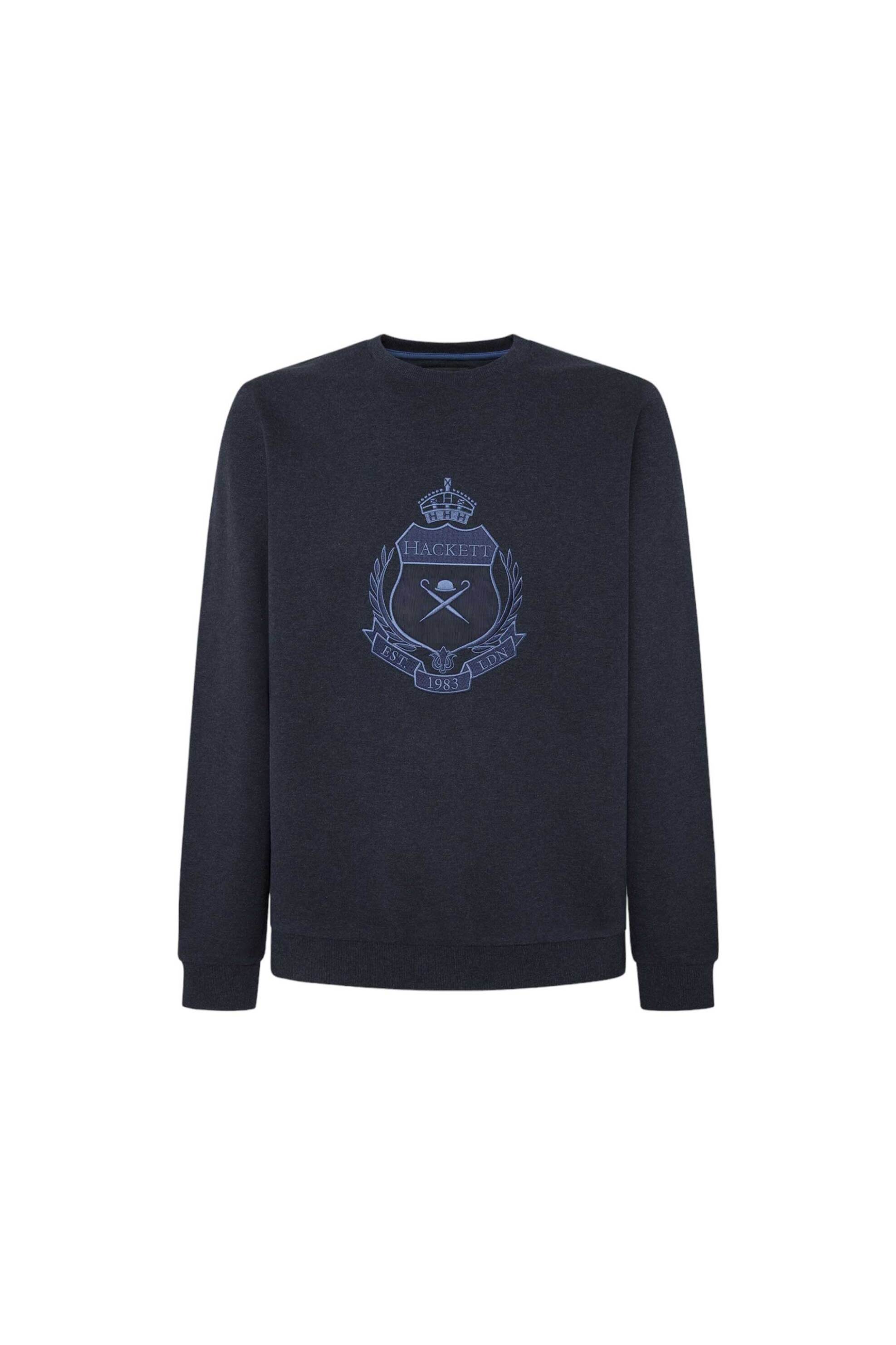 Hackett ανδρική μπλούζα φούτερ μονόχρωμη με λογότυπο - HM581280 Μπλε Σκούρο