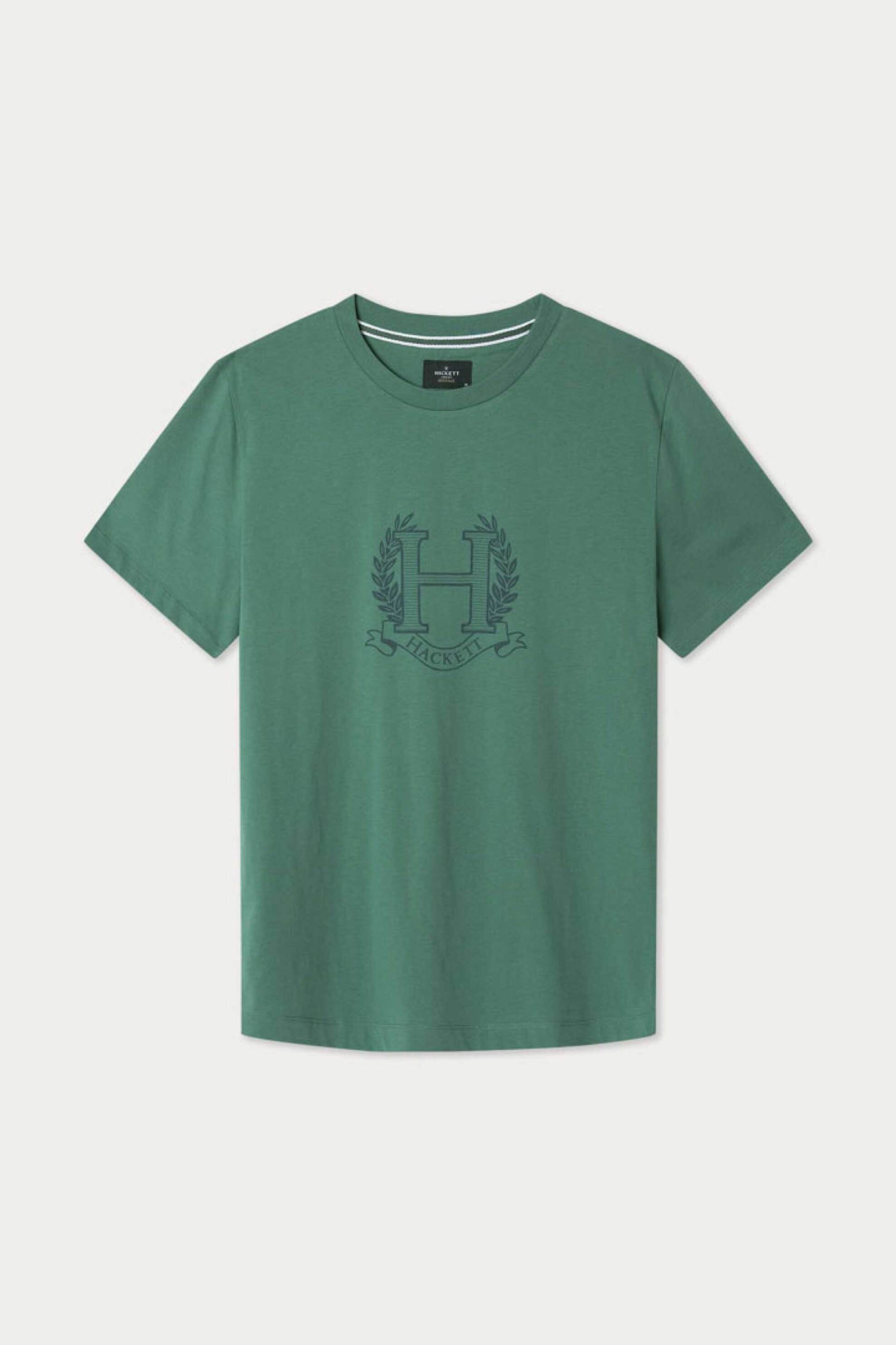 Hackett ανδρικό T-shirt με logo graphic print Classic Fit - HM500897 Πράσινο