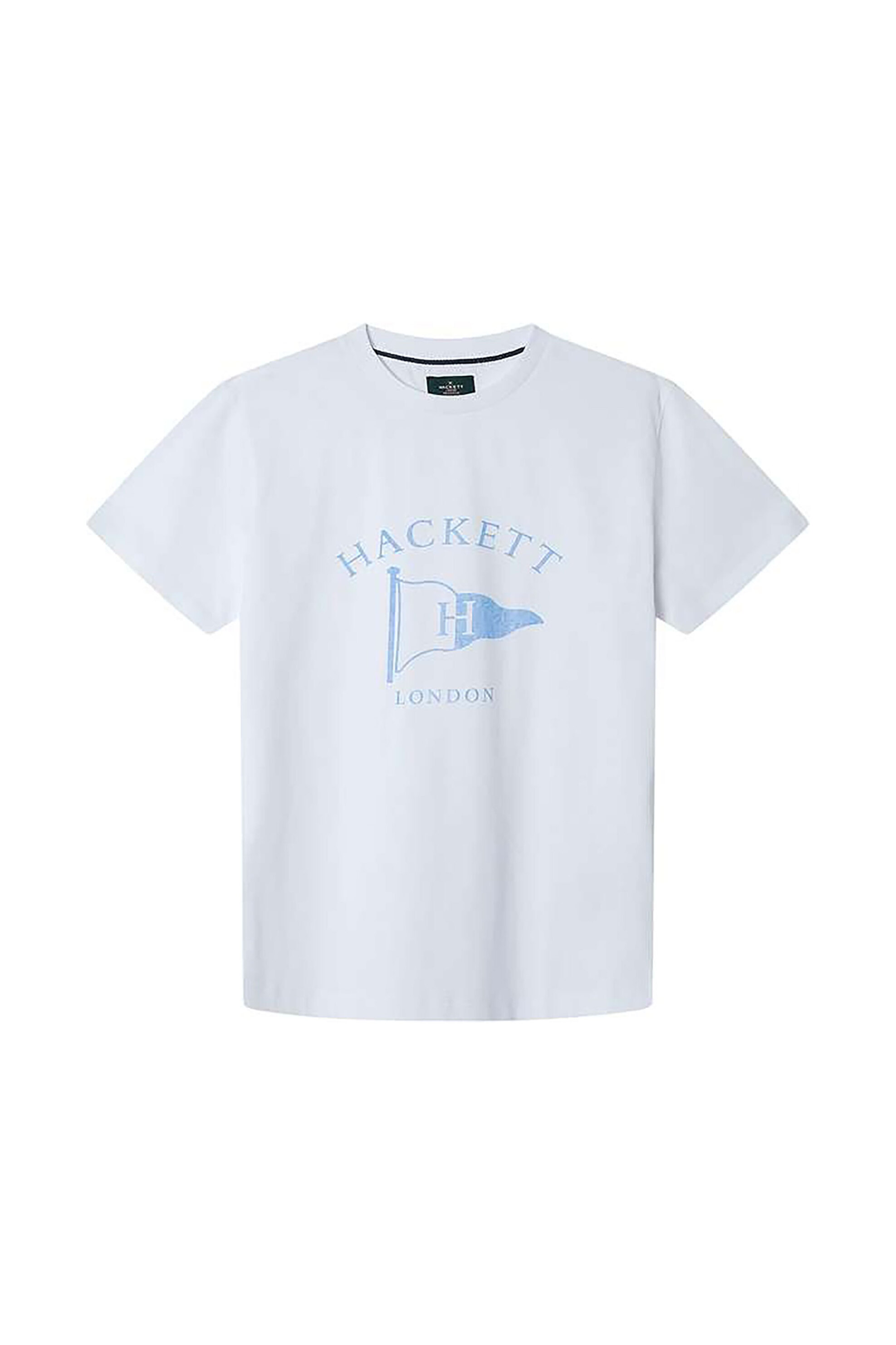 Hackett ανδρικό T-shirt με logo graphic print Classic Fit - HM500884 Λευκό