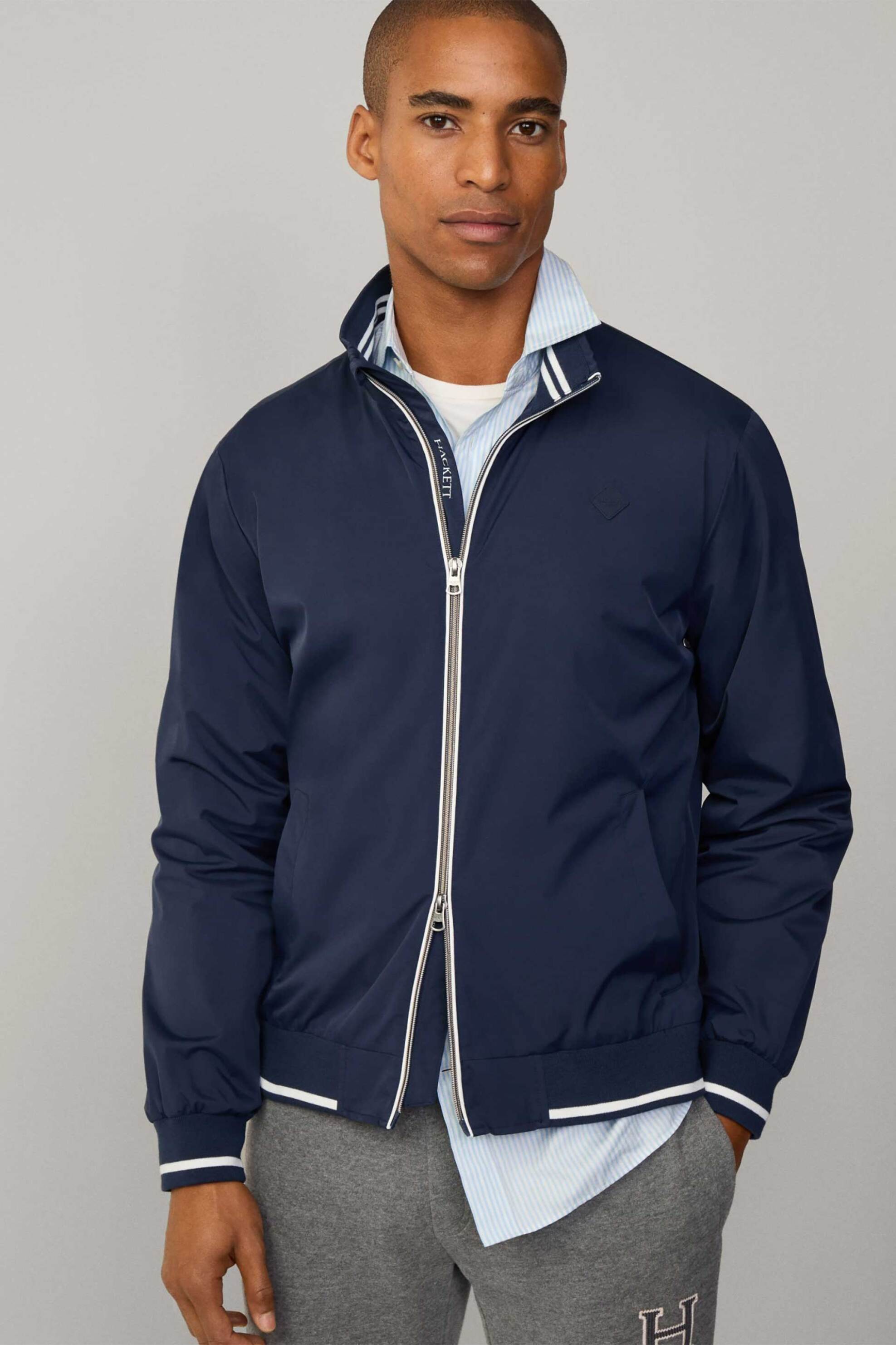 Hackett ανδρικό jacket με ψηλό λαιμό και contrast λεπτομέρειες - HM403317 Μπλε Σκούρο