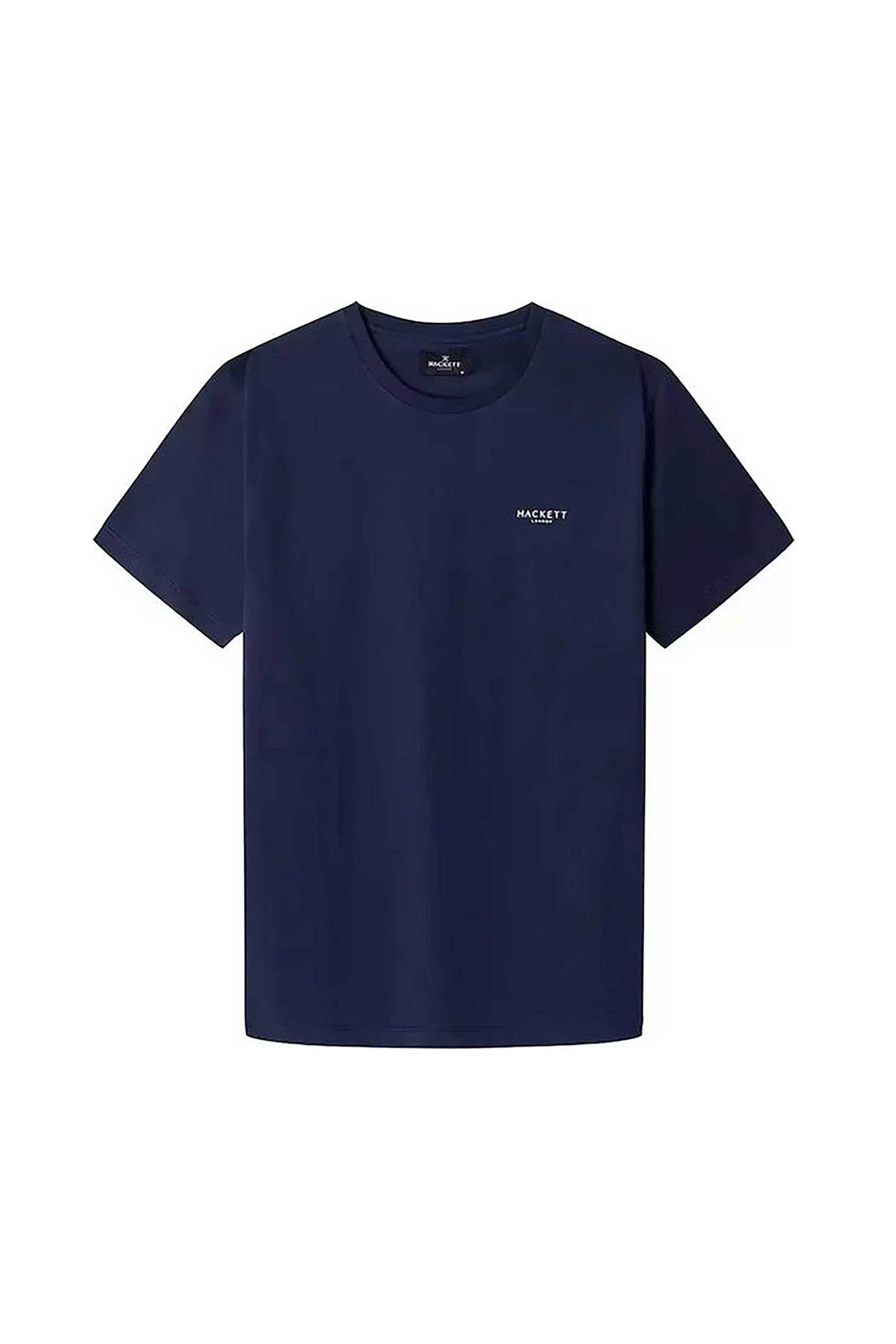 Hackett ανδρικό T-shirt μονόχρωμο με λογότυπο - HMU20078 Μπλε Σκούρο