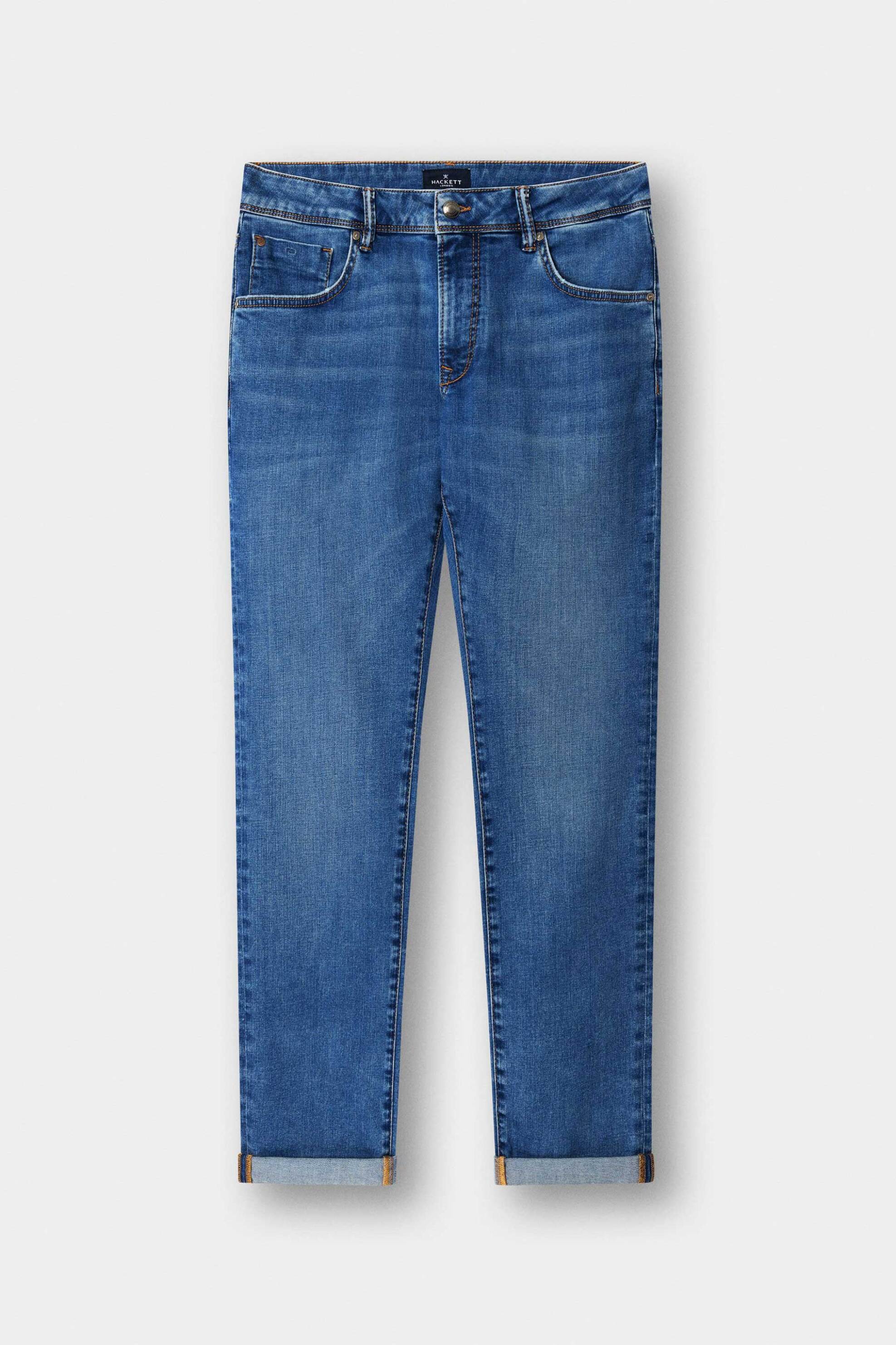 Hackett Ανδρικό Τζιν Παντελόνι Πεντάτσεπο Slim Fit - Hm212709R Denim Blue